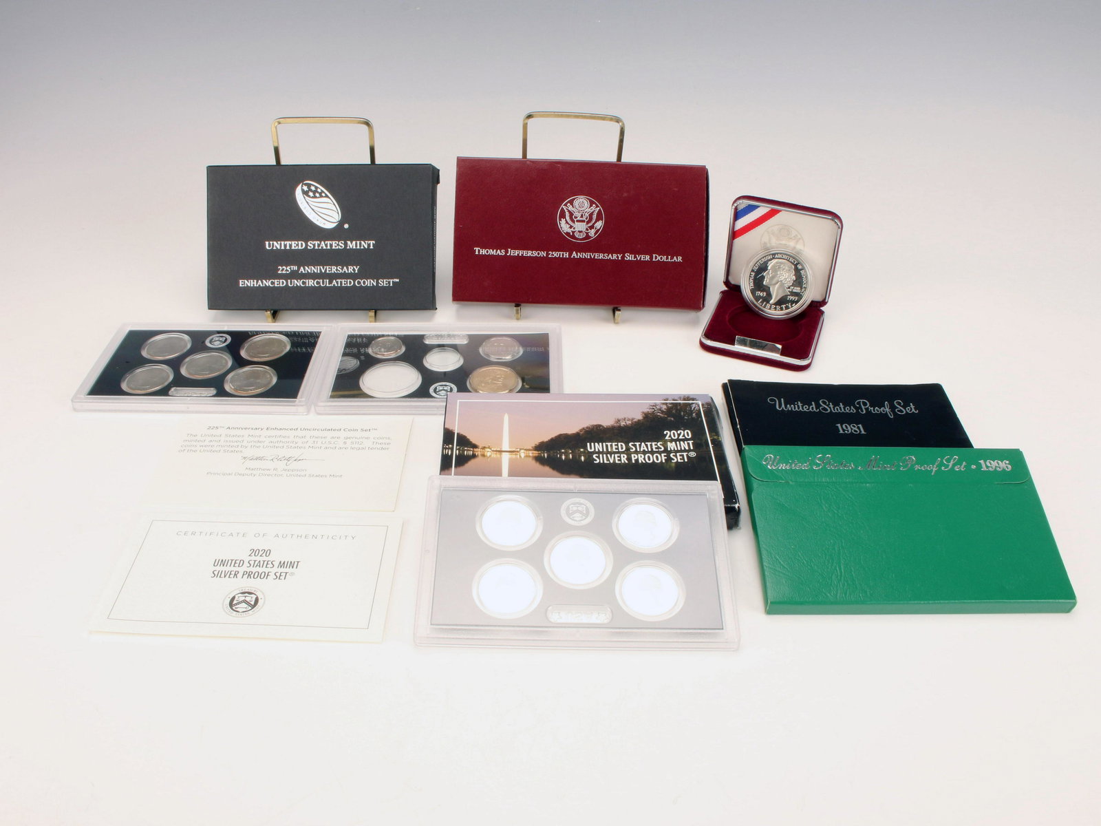 FIVE ASSORTED PROOF SETS UNCIRCULATED AND SILVER (1 of 11)