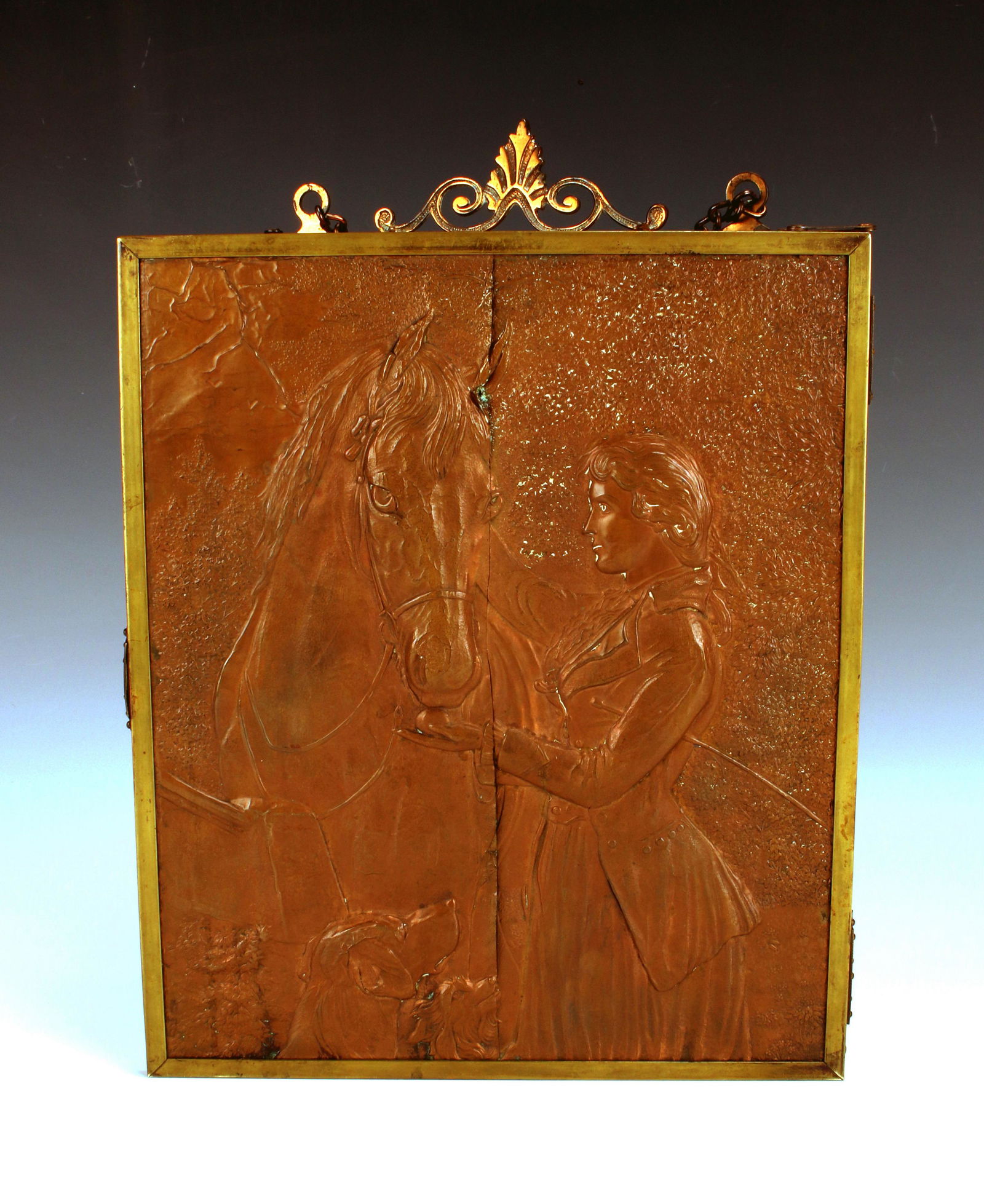 3 TRI-FOLD MIRROR WITH HORSE BAS RELIEF (1 of 5)