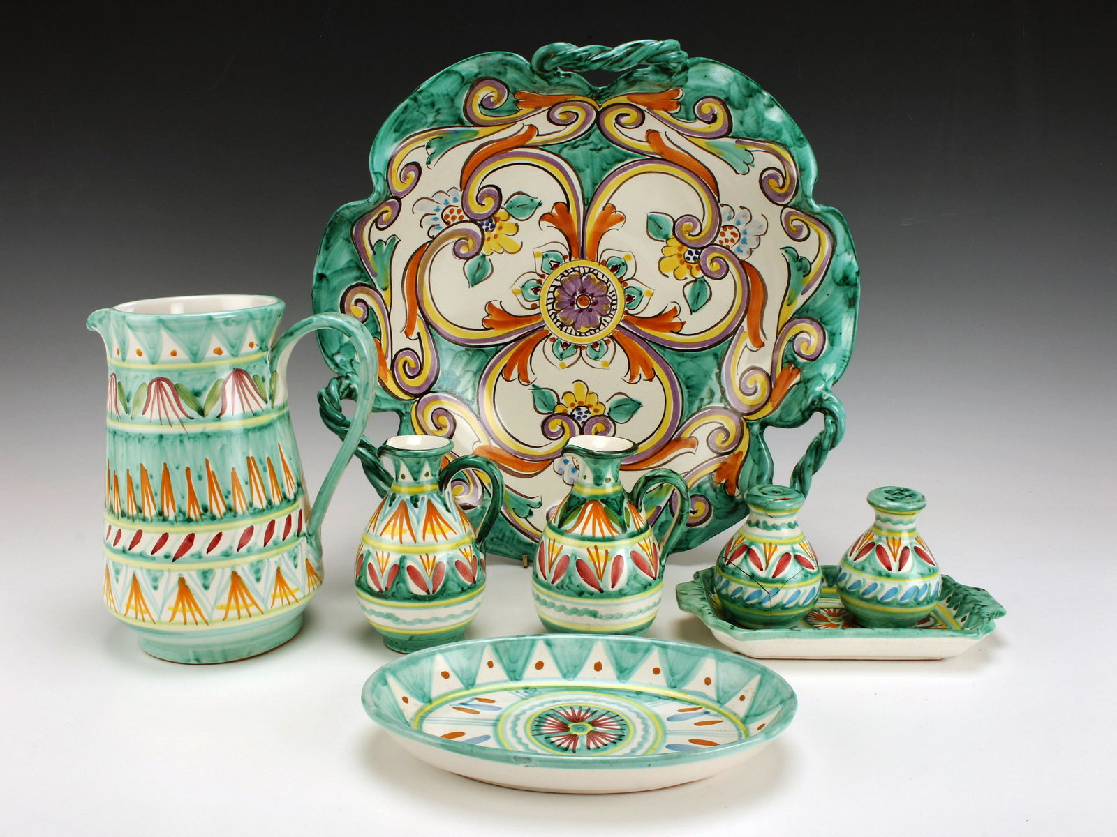 RAVELLO MAJOLICA HAND PAINTED ITALIAN SERVING SET (1 of 9)