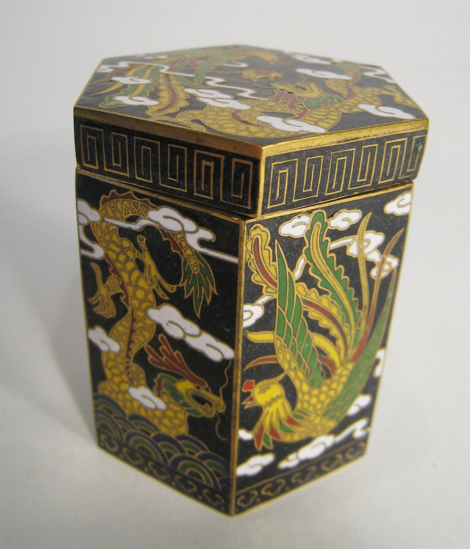 Hex Angular Cloisonné Box: 2 1/2"