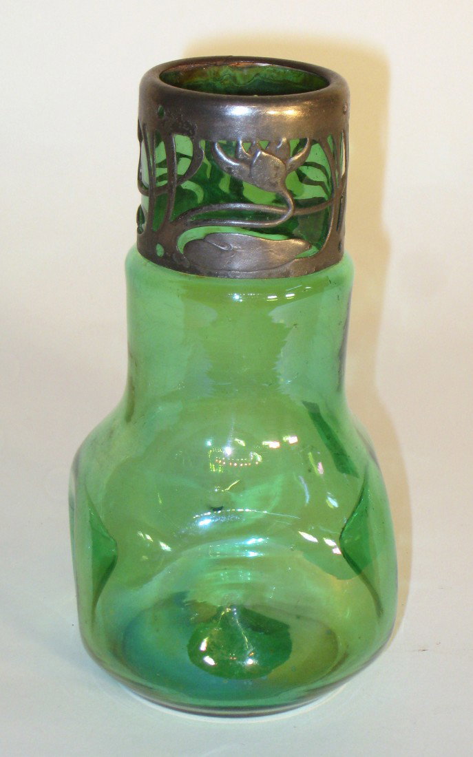 Green Glass: Topped with silver overlay