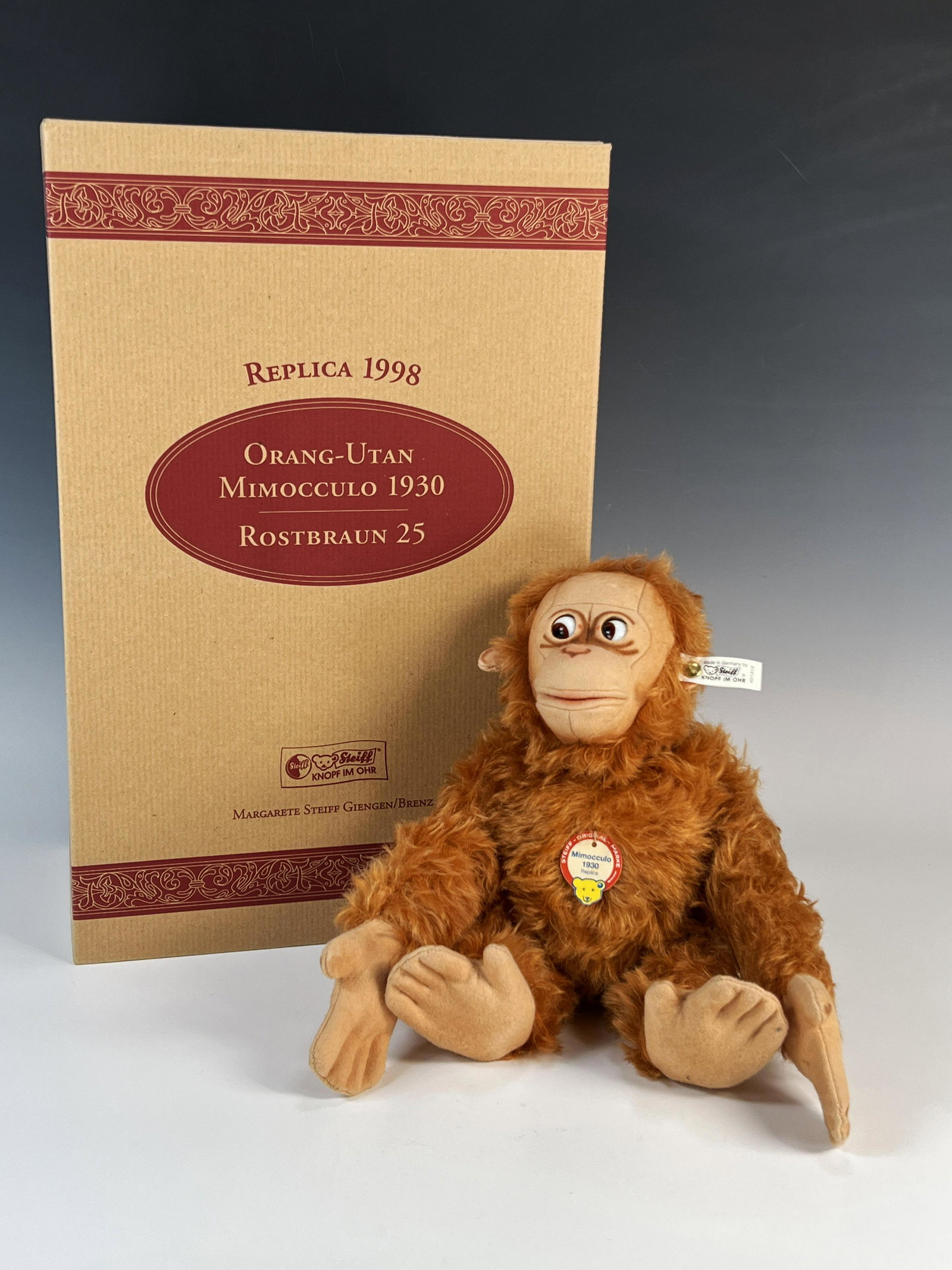 STEIFF REPLICA 1998 ORANG-UTAN IN BOX: STEIFF REPLICA 1998 ORANG-UTAN IN BOX