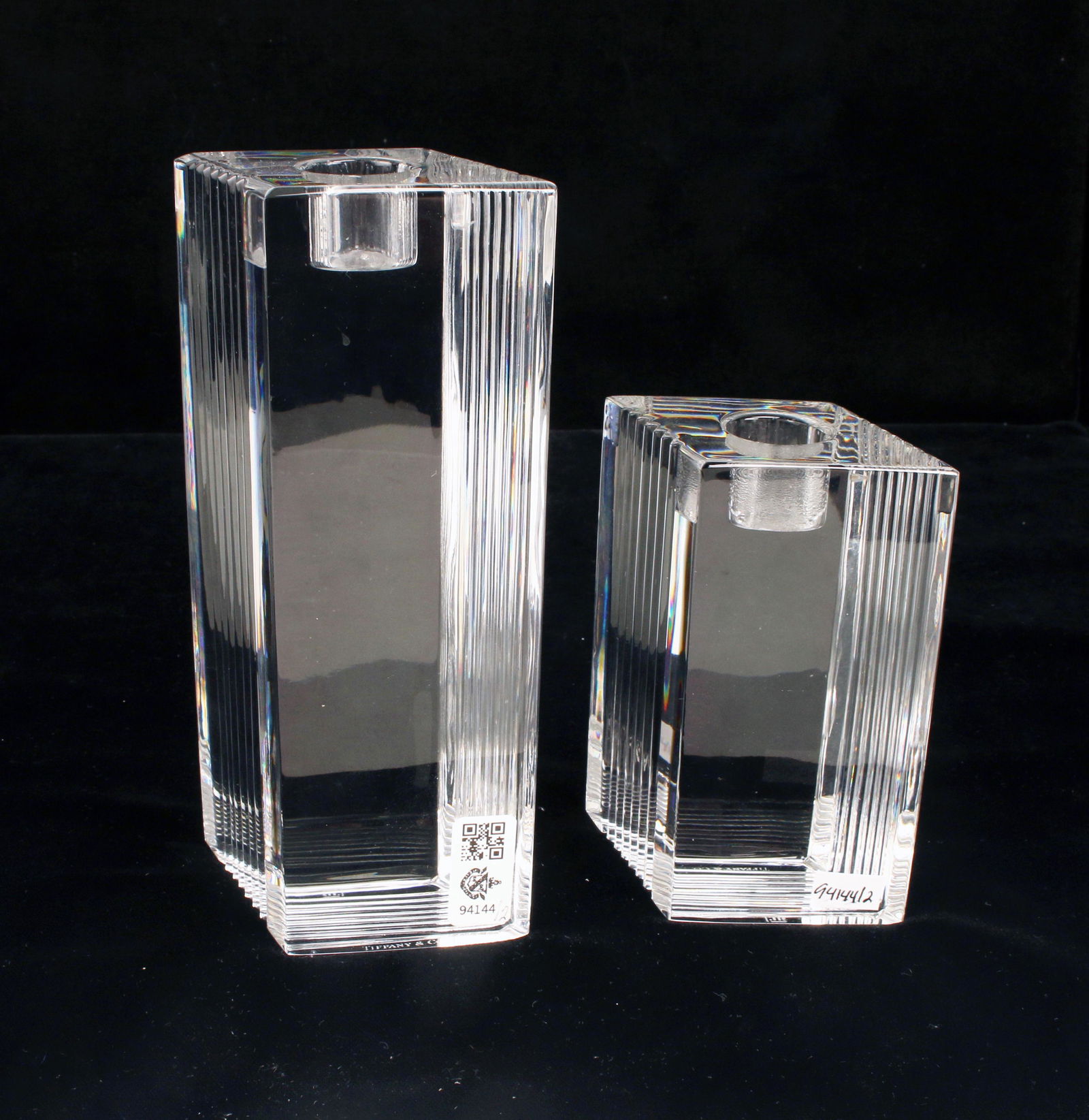 TWO MATCHING TIFFANY & CO. CRYSTAL CANDLESTICKS (1 of 10)