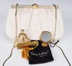 JUDITH LEIBER IVORY REPTILE EVENING PURSE BAG