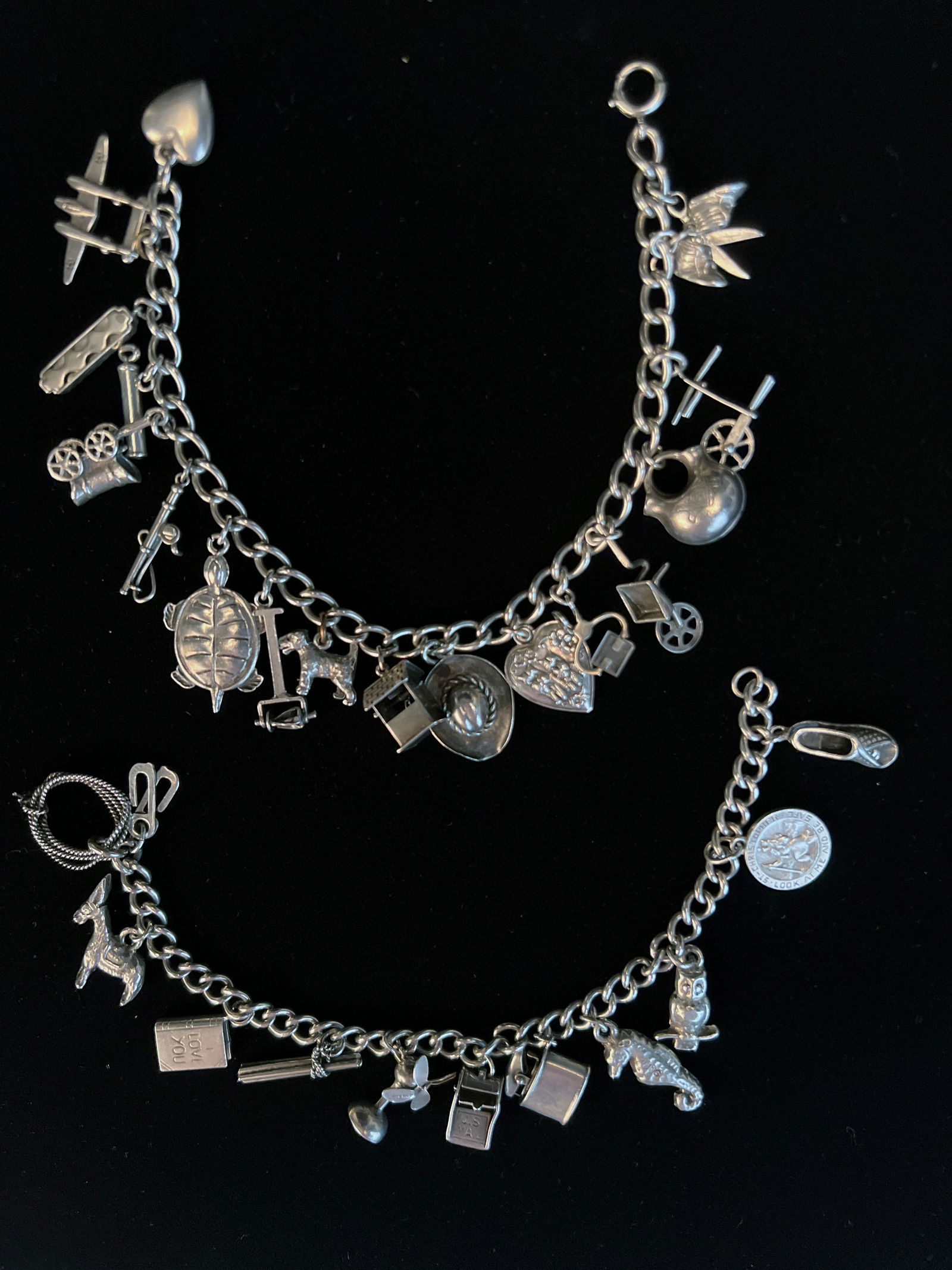 2 VINTAGE STERLING SILVER CHARM BRACELETS (1 of 5)