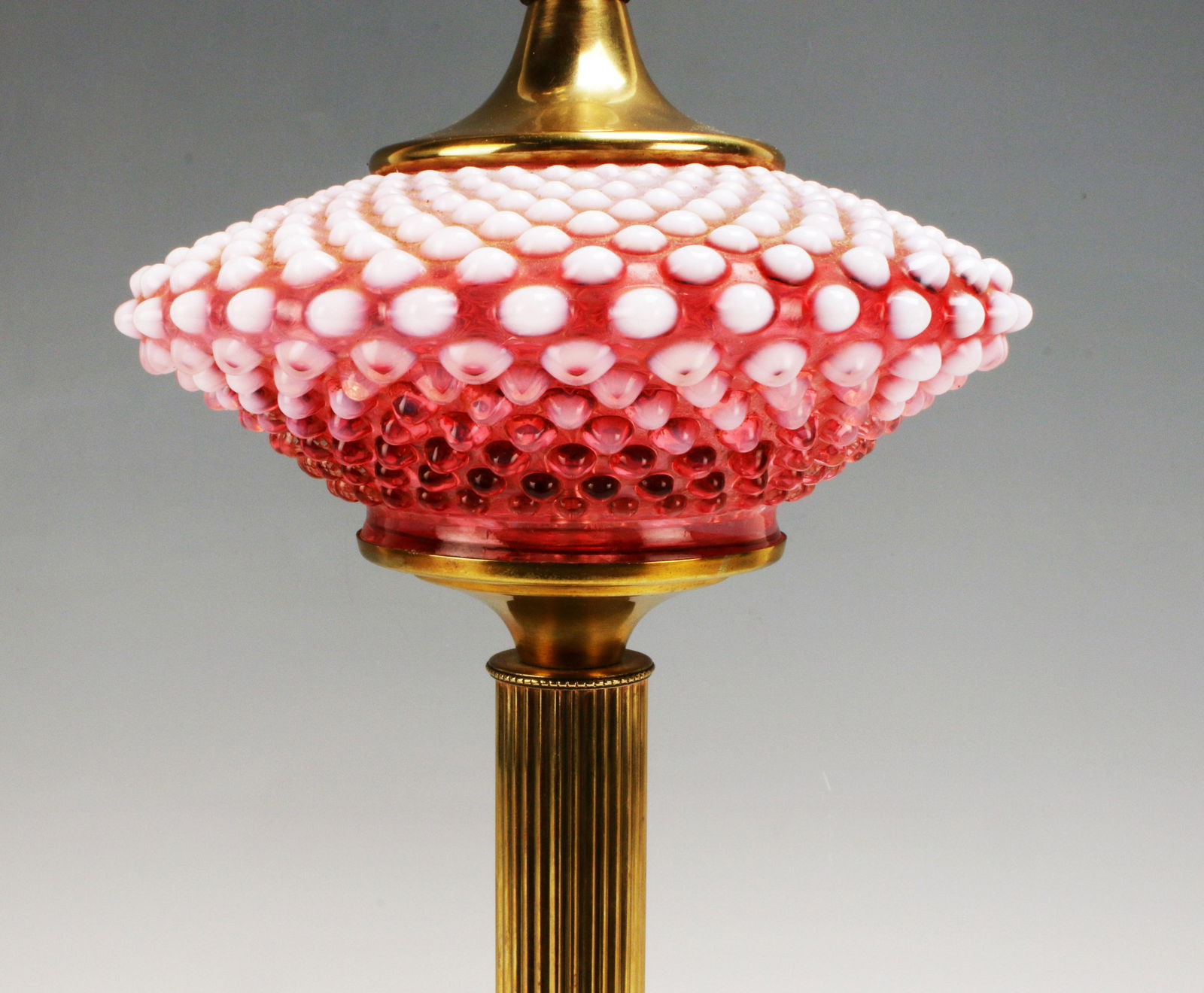 CRANBERRY GLASS HOBNAIL LAMP (1 of 6)