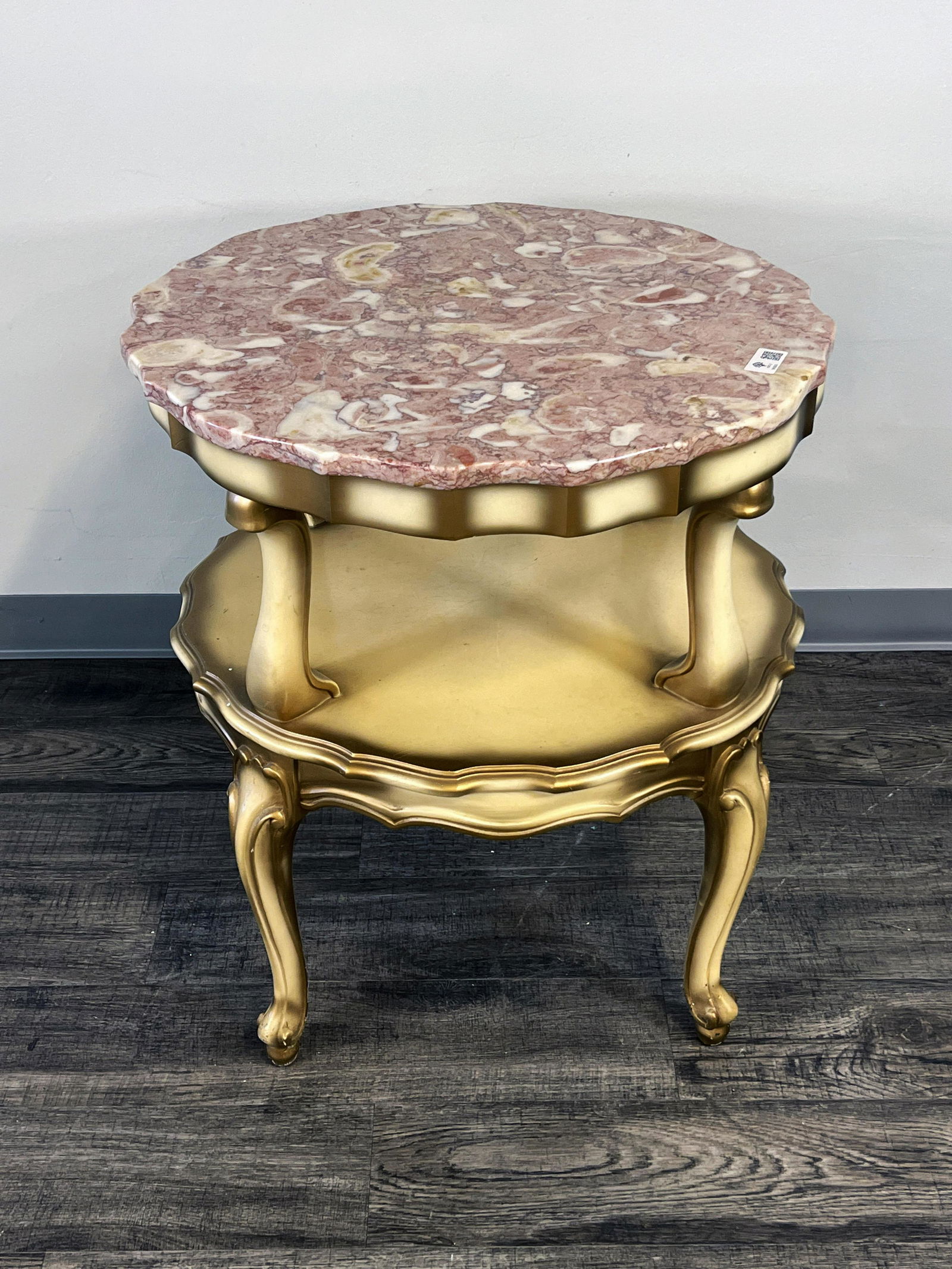 TWO TIER HOLLYWOOD REGENCY MARBLE TABLE (1 of 3)