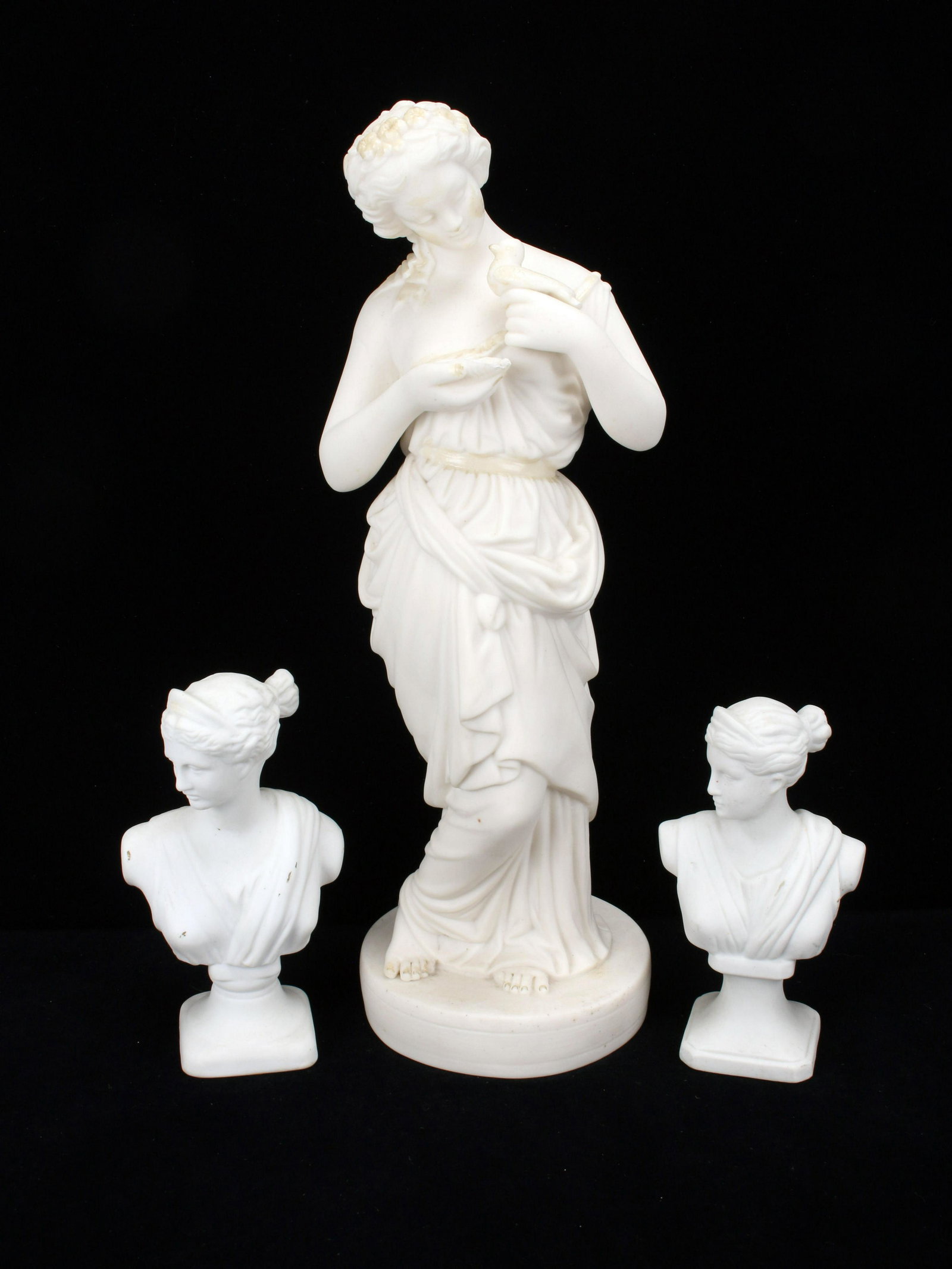 WHITE CLASSICAL STATUE & TWO BUSTS (1 of 6)