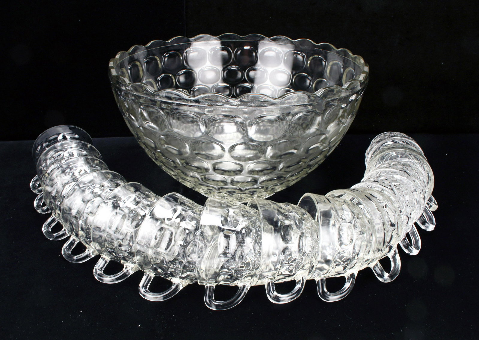 FOSTORIA PUNCH BOWL & CUPS: FOSTORIA PUNCH BOWL & CUPS </