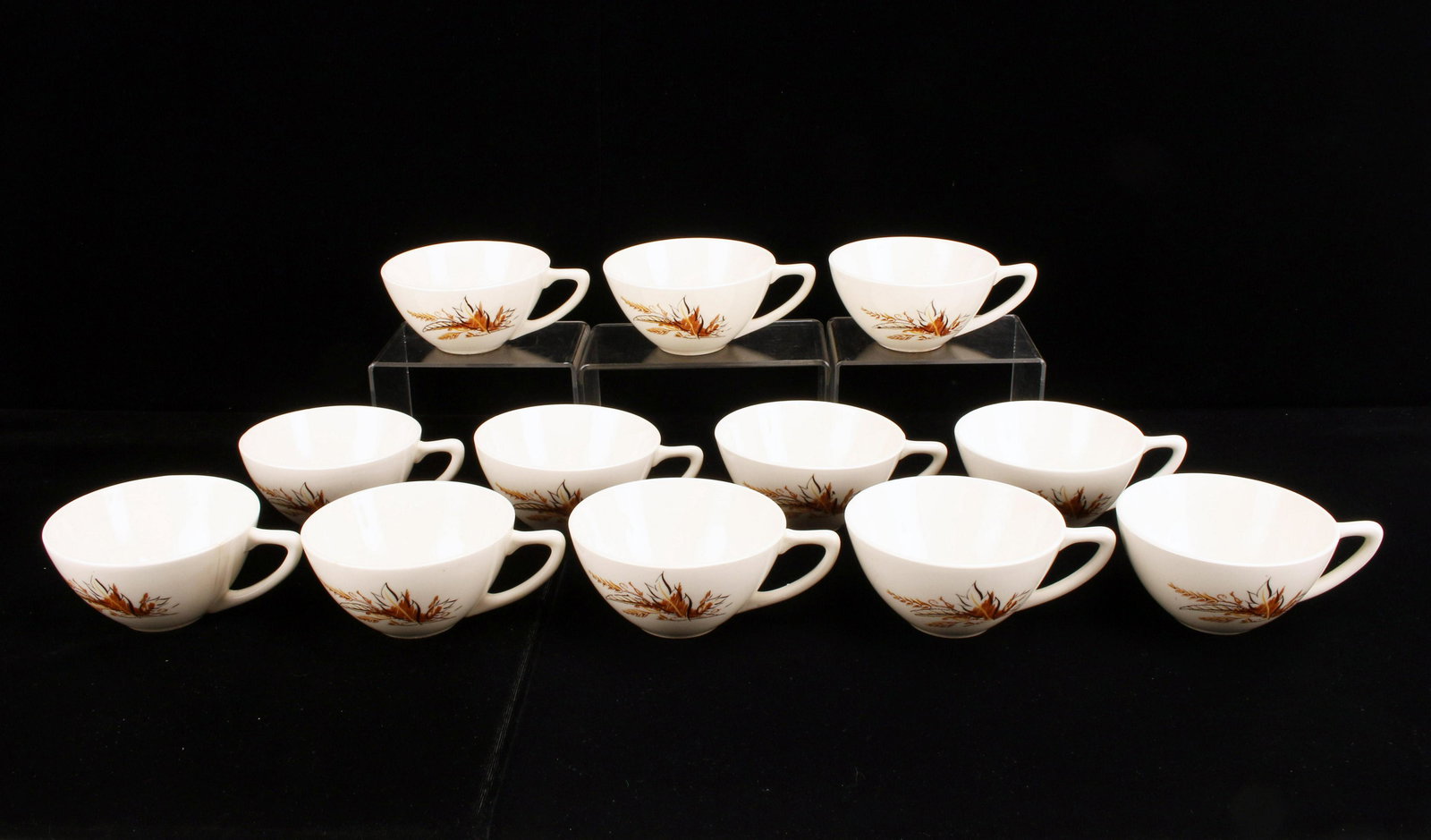MCM TWELVE AUTUMN LEAF TEA CUPS: MCM TWELVE AUTUMN LEAF TEA CUPS