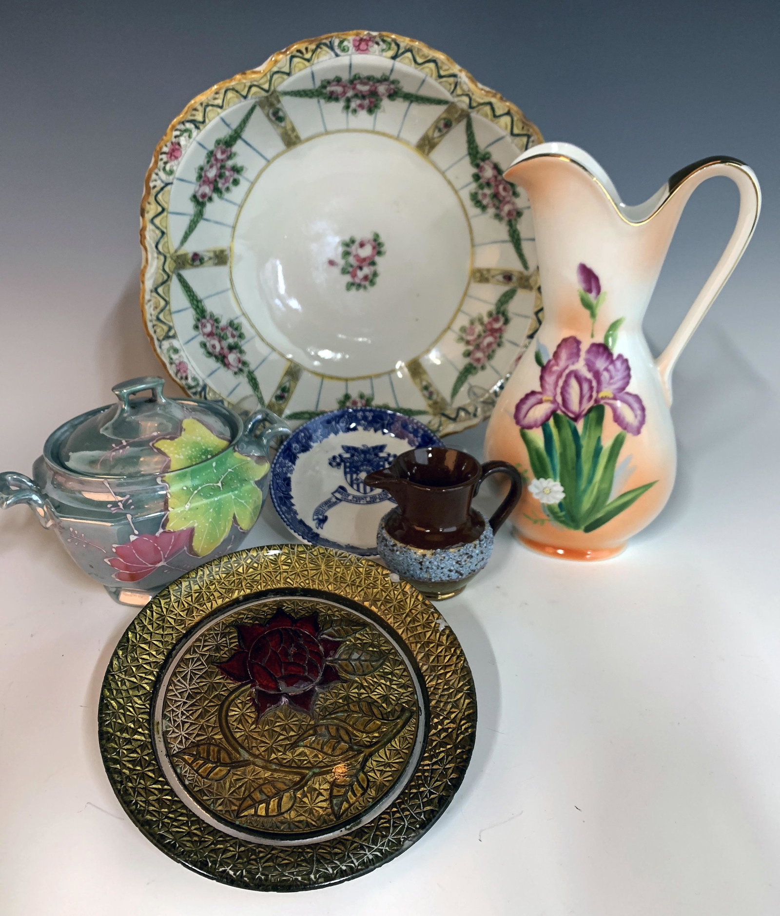 LOT OF PORCELAIN LUSTERWARE, DEPRESSION GLASS, NIPPON: LOT OF PORCELAIN LUSTERWARE, DEPRESSION GLASS, NIP