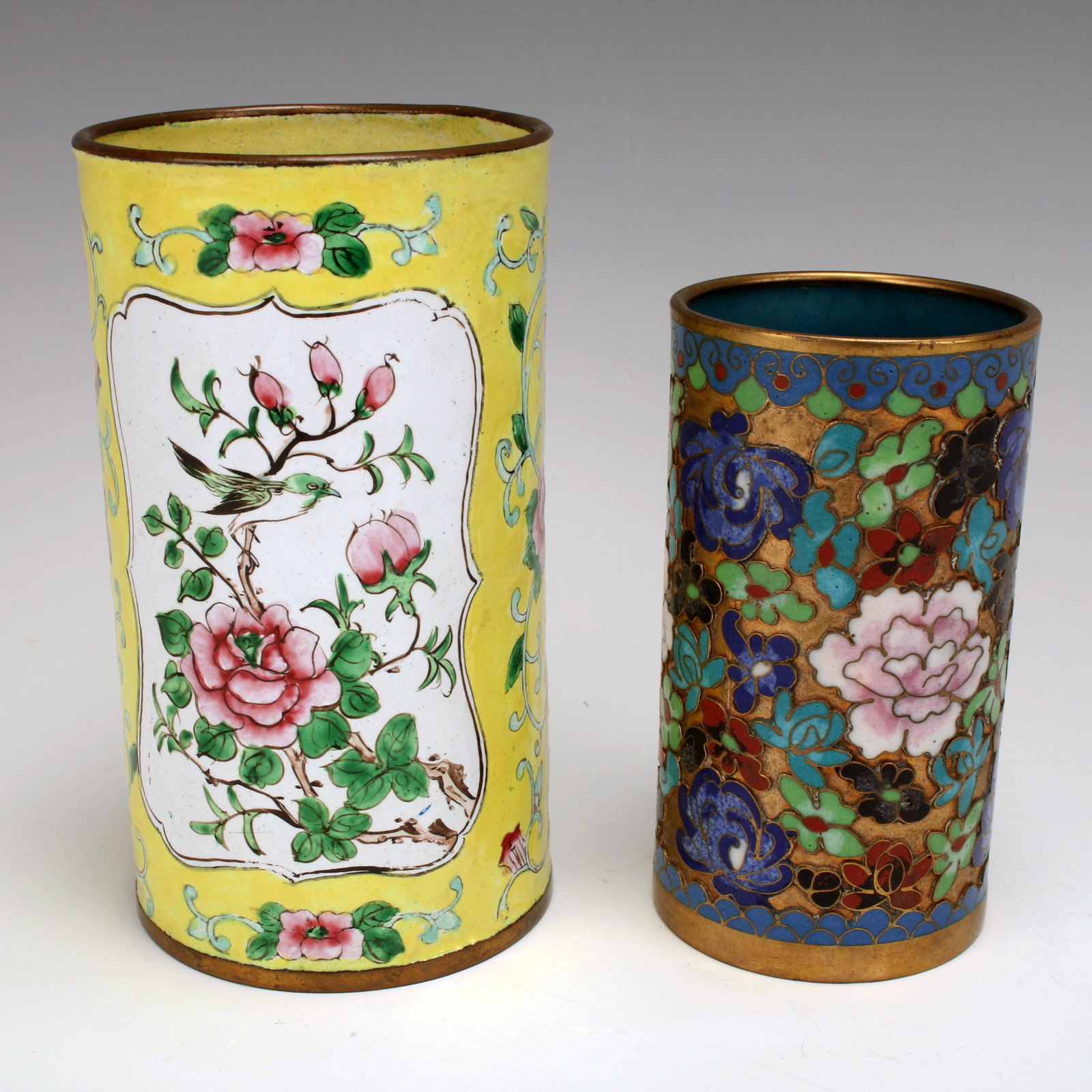 CYLINDRICAL CLOISONNE ENAMEL BRUSH POTS (1 of 9)