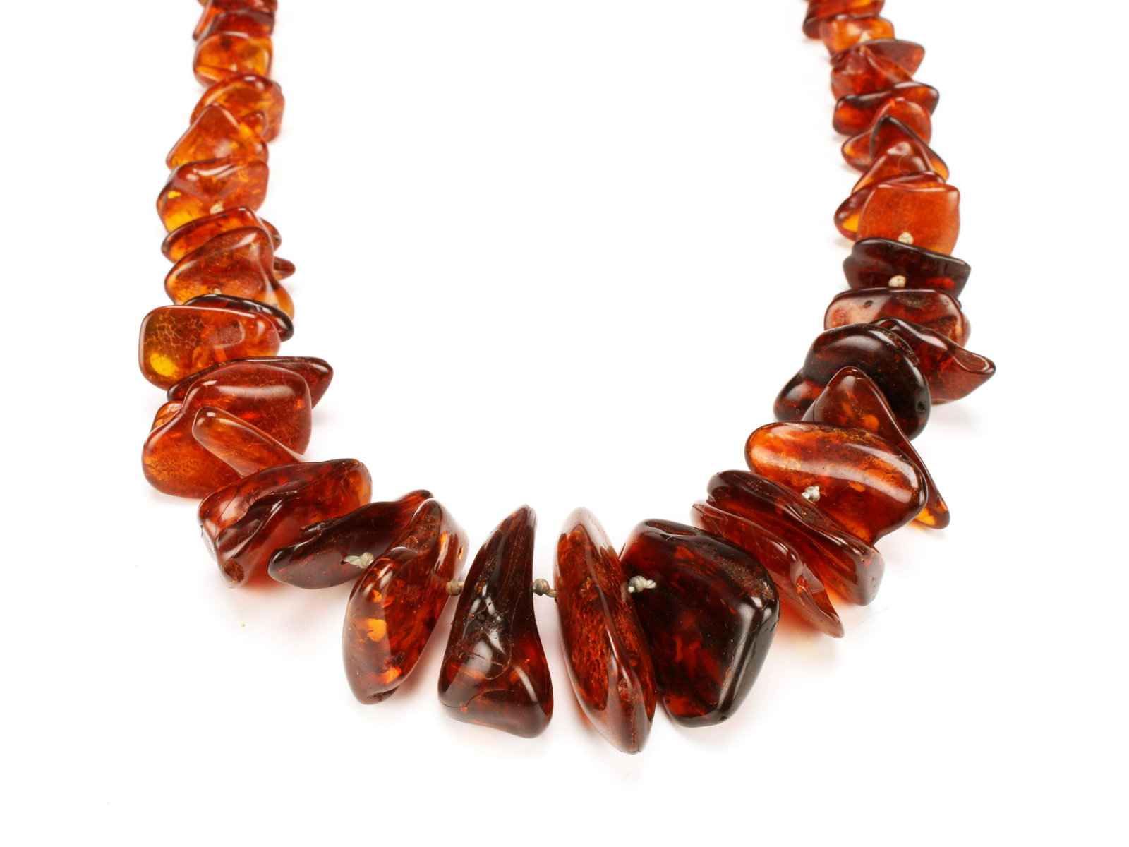 LARGE DARK HONEY AMBER NUGGET NECKLACE (1 of 4)