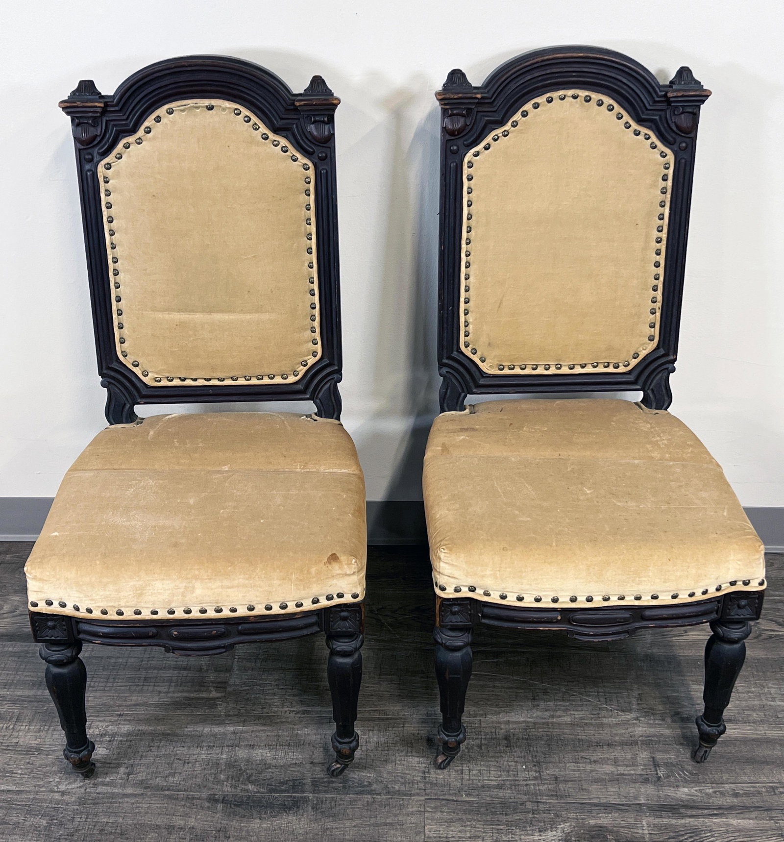 VINTAGE GOTHIC PAIR UPHOLSTERED CHAIRS (1 of 3)