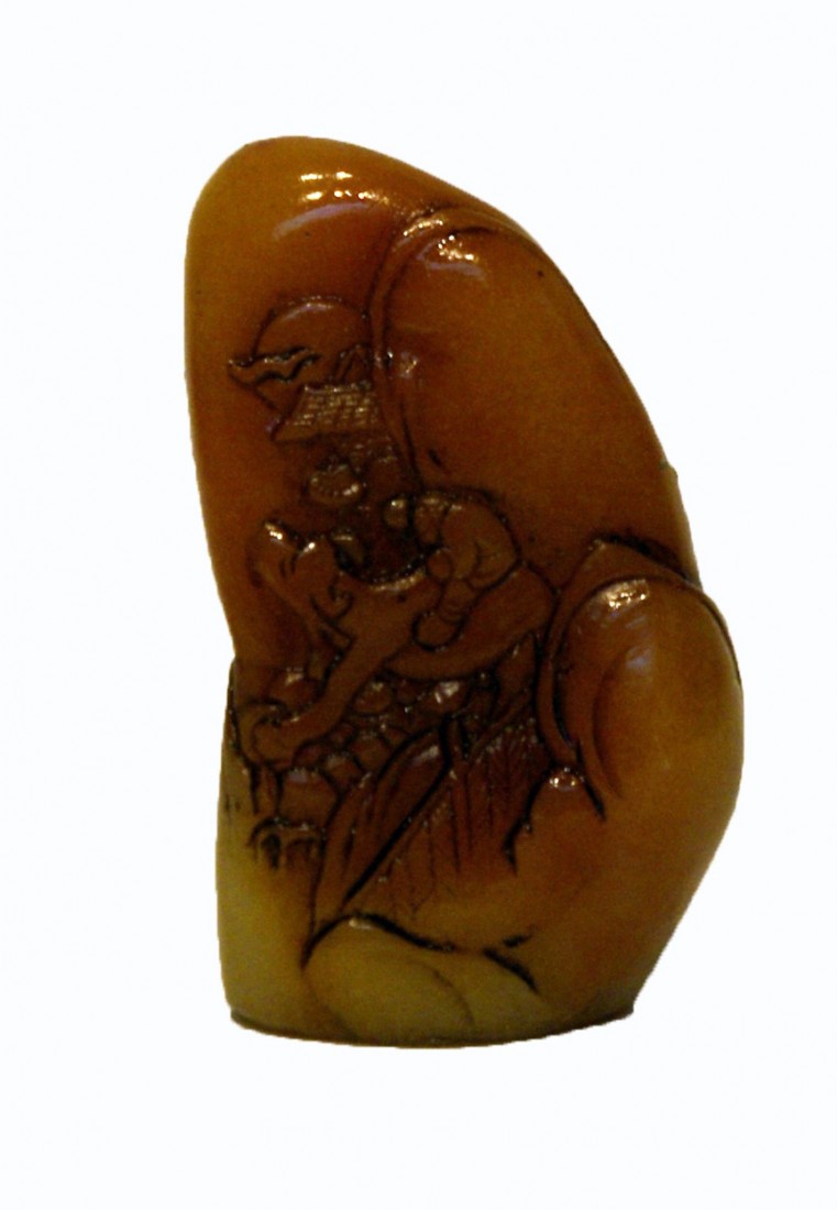 Tian Haung Seal Of Soapstone: Without a signature character and engraved with base relief. 2 3/4"