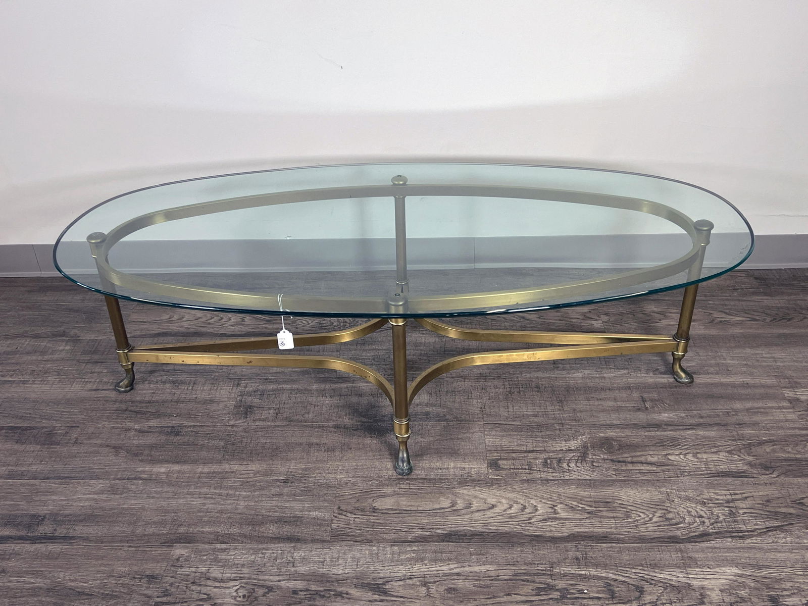 OVAL BRASS & GLASS TOPPED COFFEE TABLE (1 of 4)