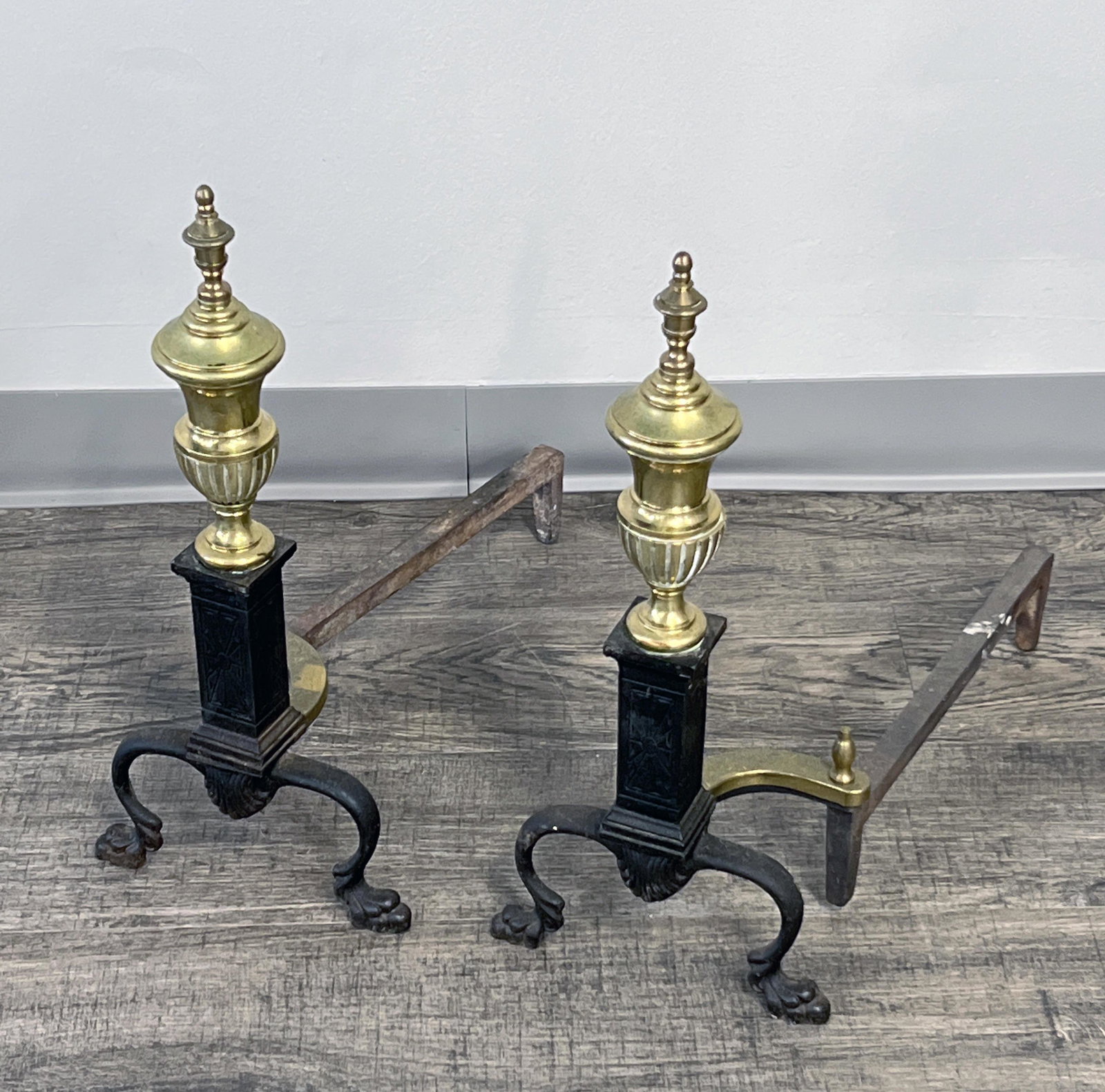 PAIR ANDIRONS: PAIR ANDIRONS </