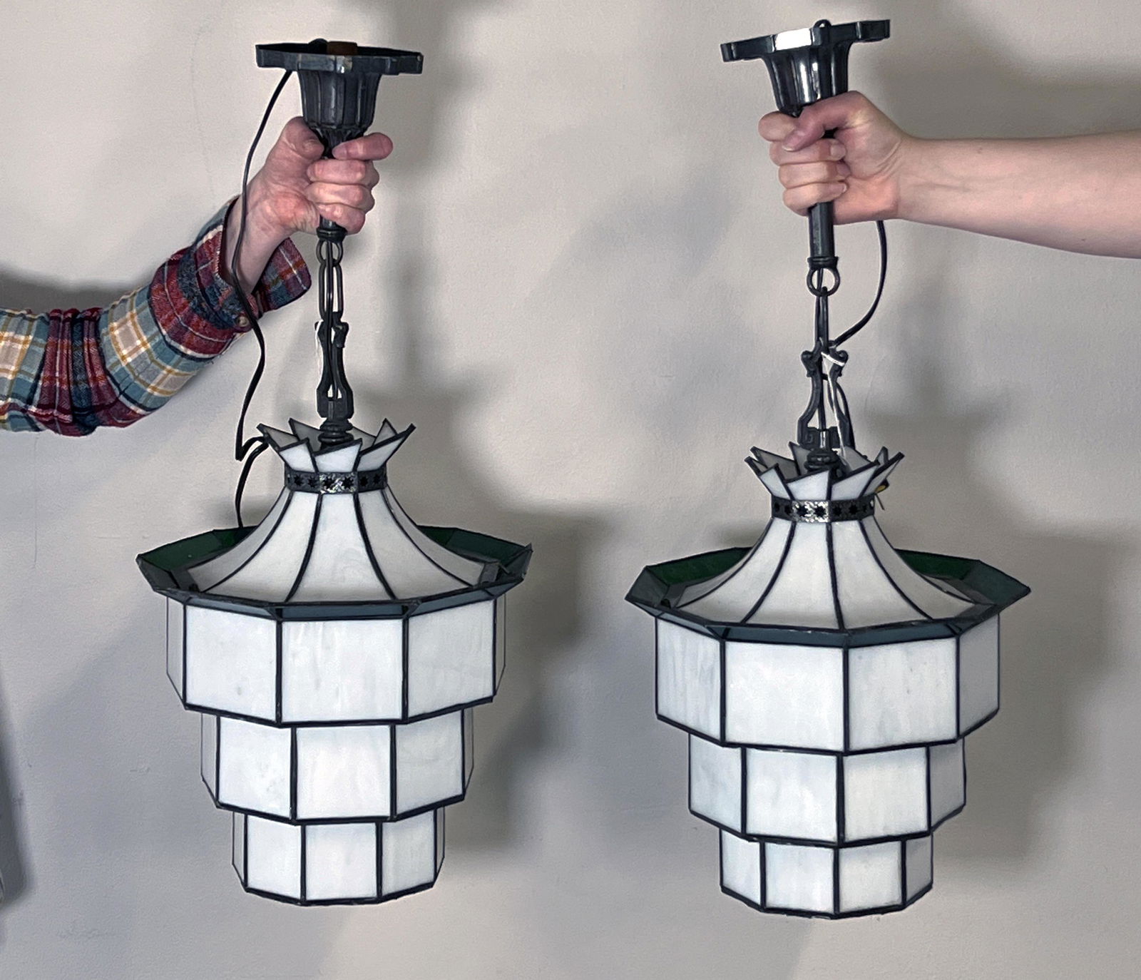PAIR ART DECO PENDANT LIGHTS (1 of 5)