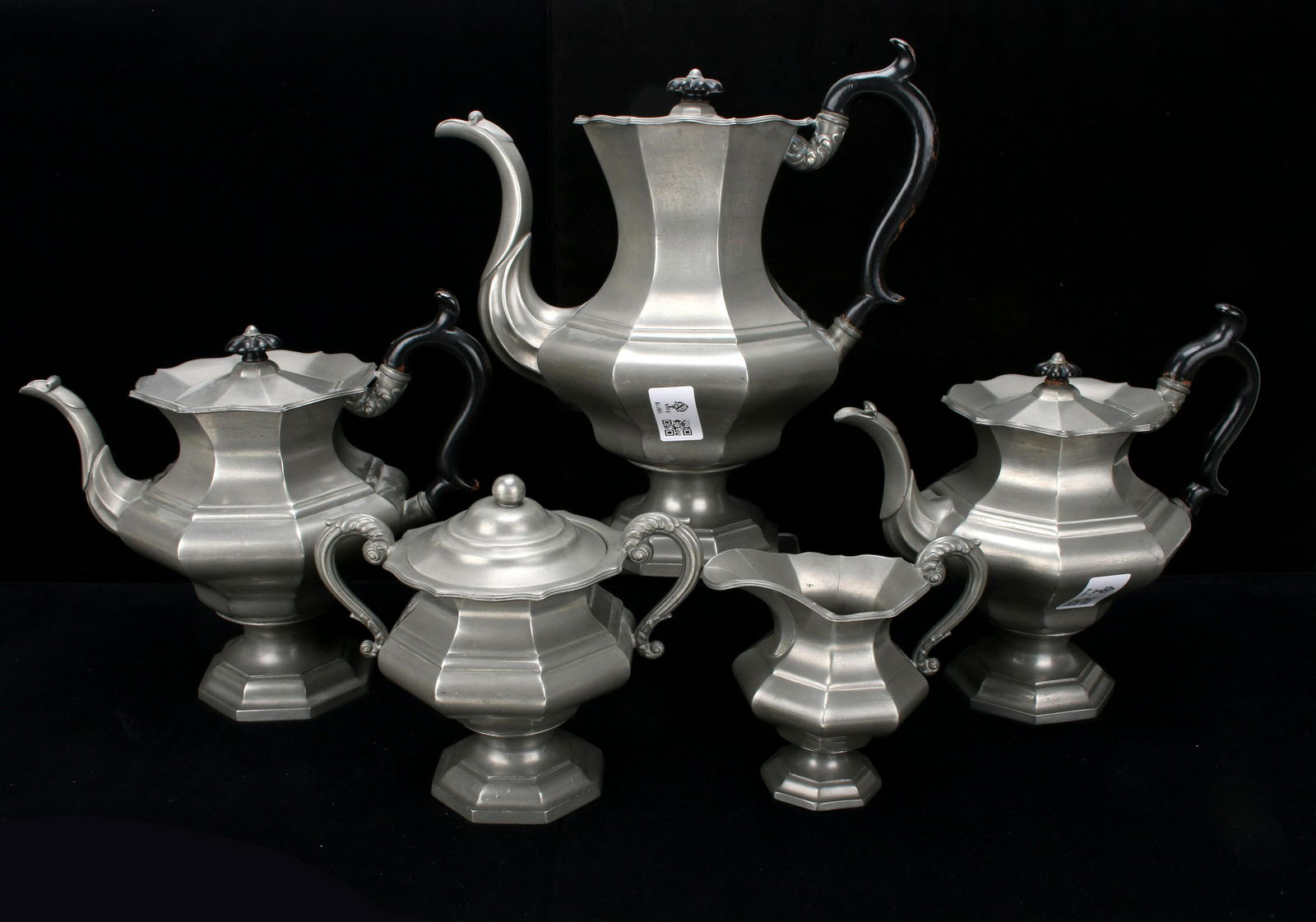 5 PIECES OF JAMES DIXON ENGLISH PEWTER TEAPOTS SUGAR (1 of 5)
