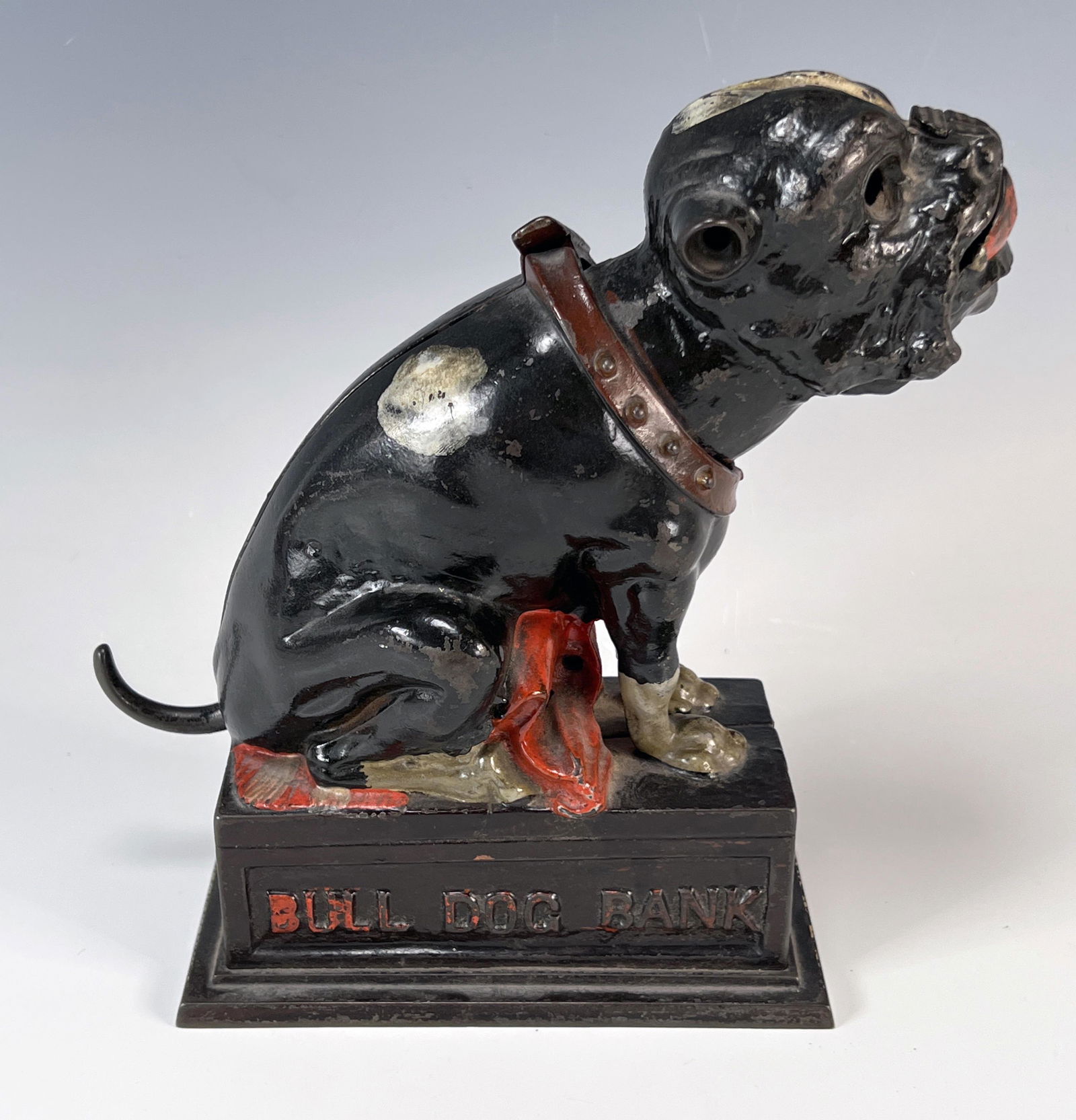 ANTIQUE J&E STEVENS CAST IRON MECHANICAL BULL DOG BANK (1 of 7)