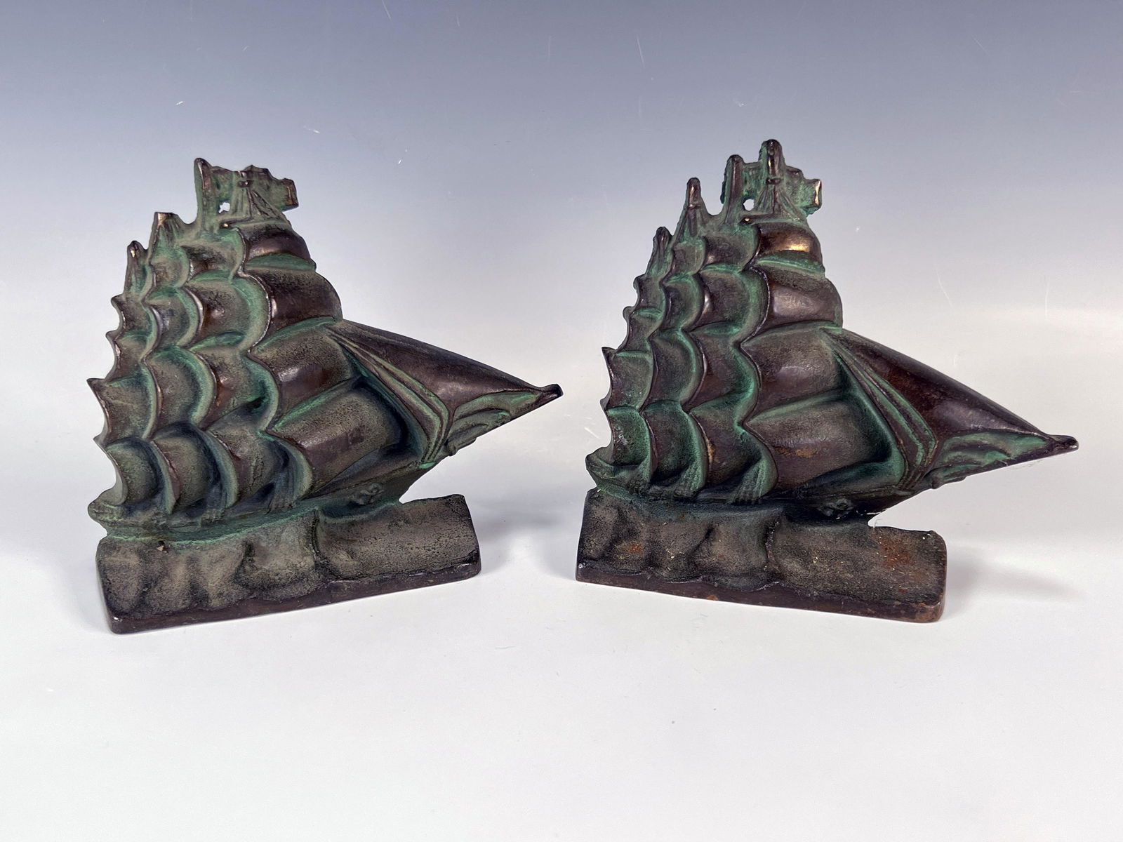 SAILING SHIPS BRONZE BOOK ENDS (1 of 5)
