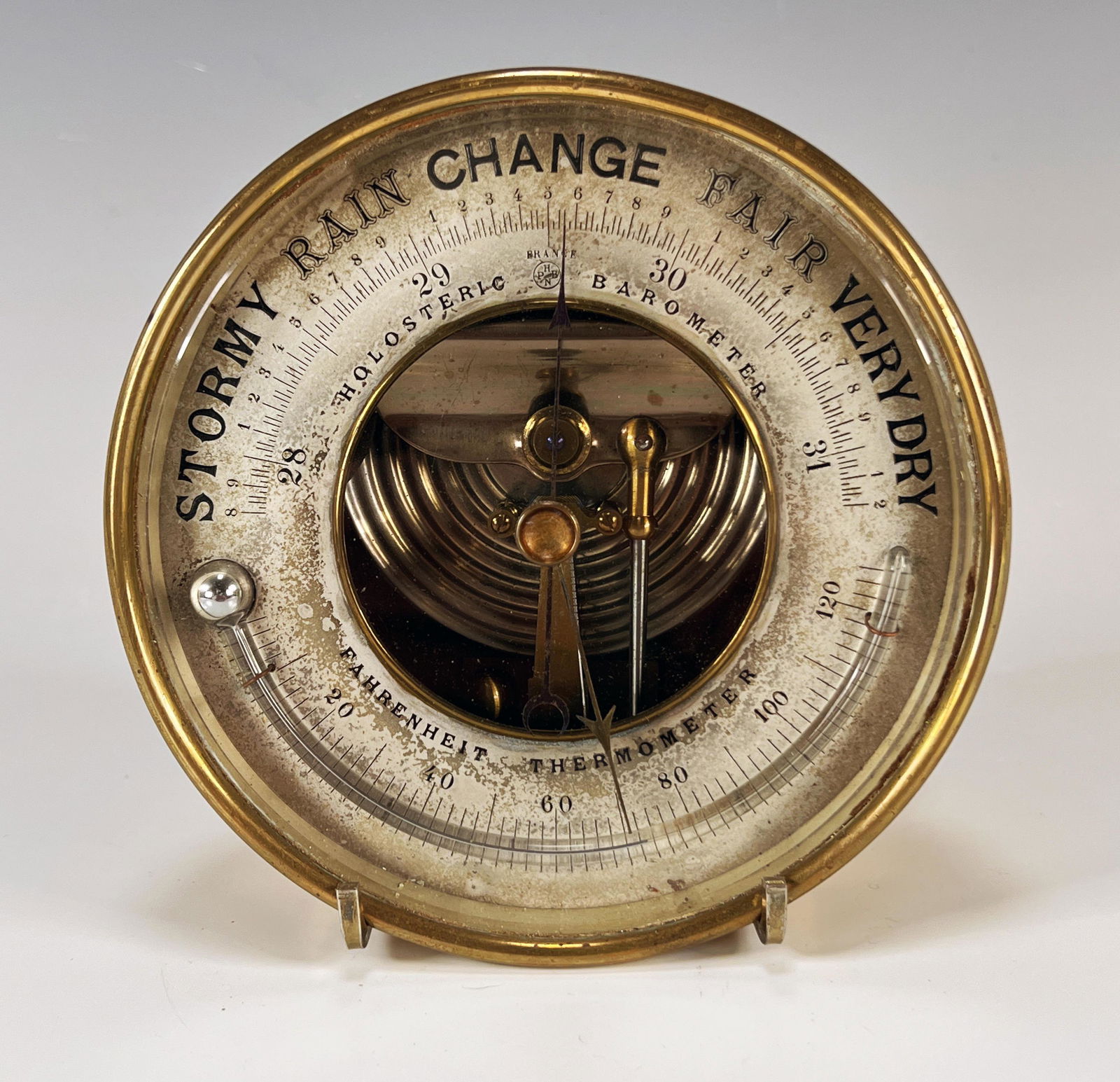 ANTIQUE PHBN HOLOSTERIC SHIP BAROMETER & THERMOMETER (1 of 6)