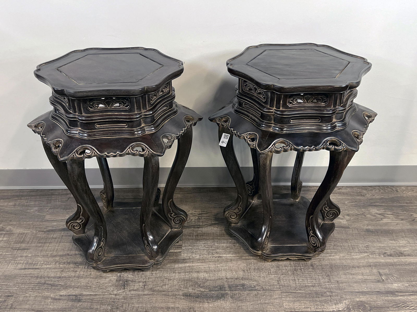 PAIR CHINESE ZITAN VASE STANDS (1 of 4)