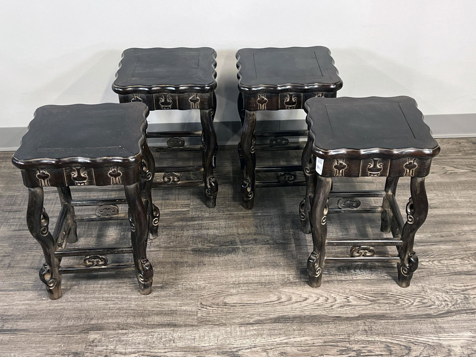 FOUR CHINESE ZITAN STOOLS (1 of 5)