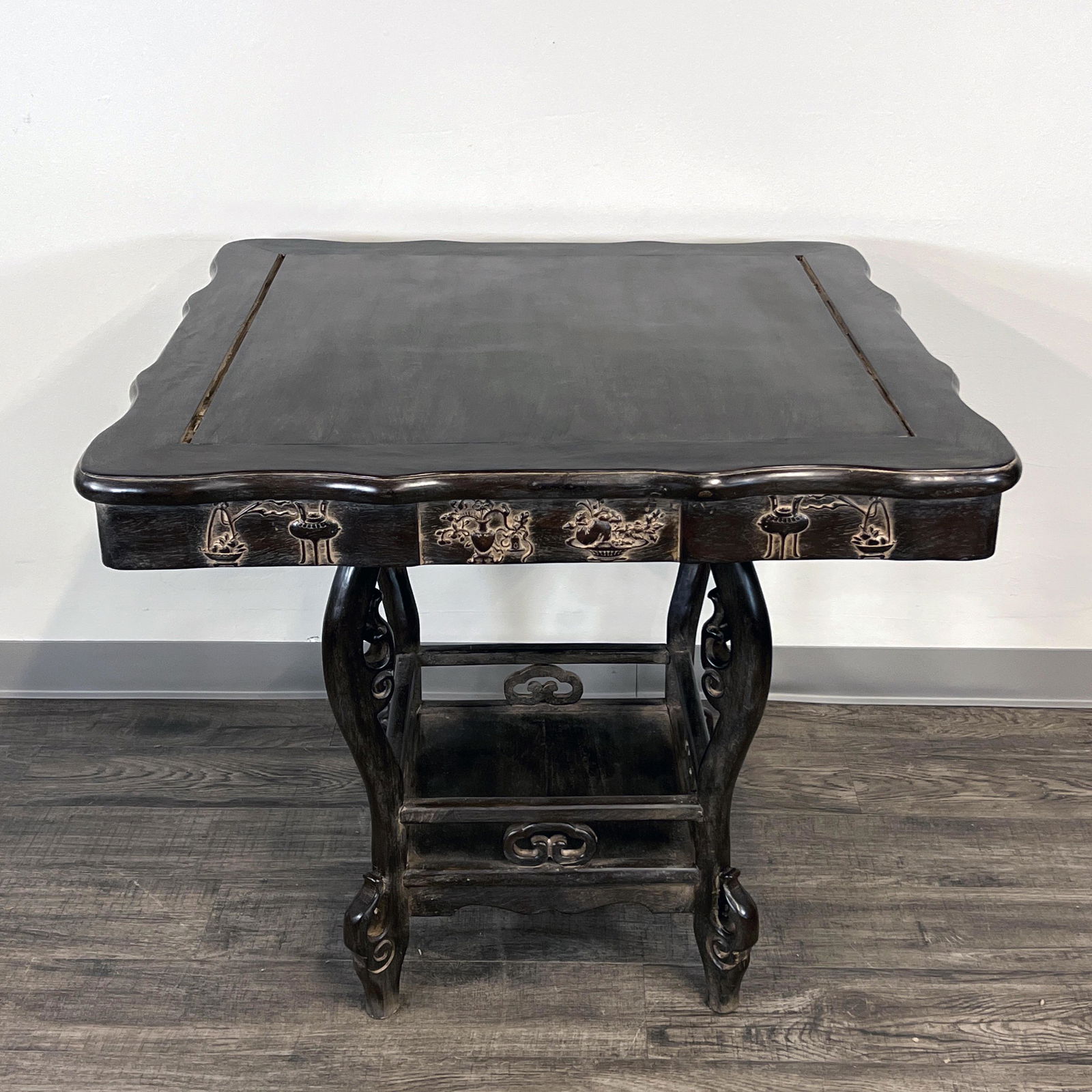 TWO PIECE CHINESE CARVED ZITAN TABLE (1 of 5)