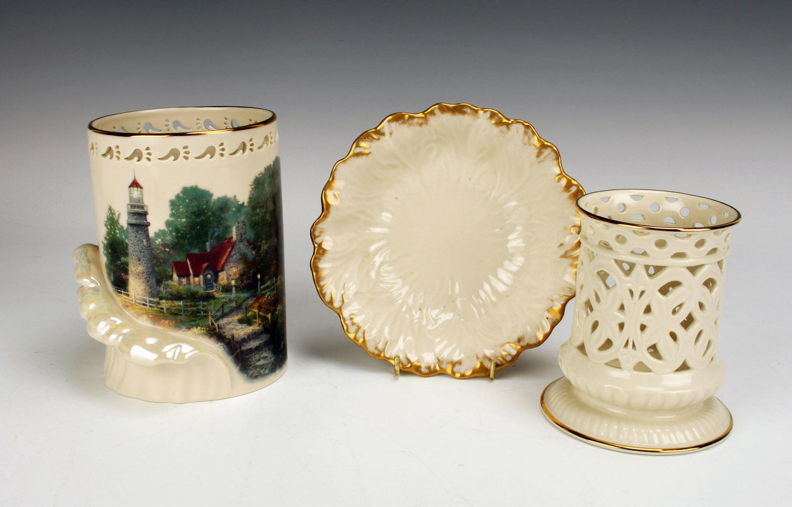 3 PIECES LENOX THOMAS KINKADE & VERSAILLES VOTIVES, AND BOWL (1 of 4)