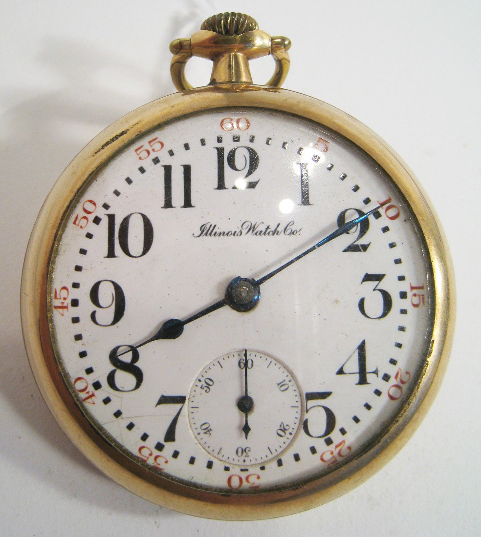 Illinois 18 Size Watch: A 17 jewel open faced watch in a gold filled case 2780194. Runs and stops but looks in good condition. Shipping: We are able to pack and ship this item to an address in the United States for $15.00 vi
