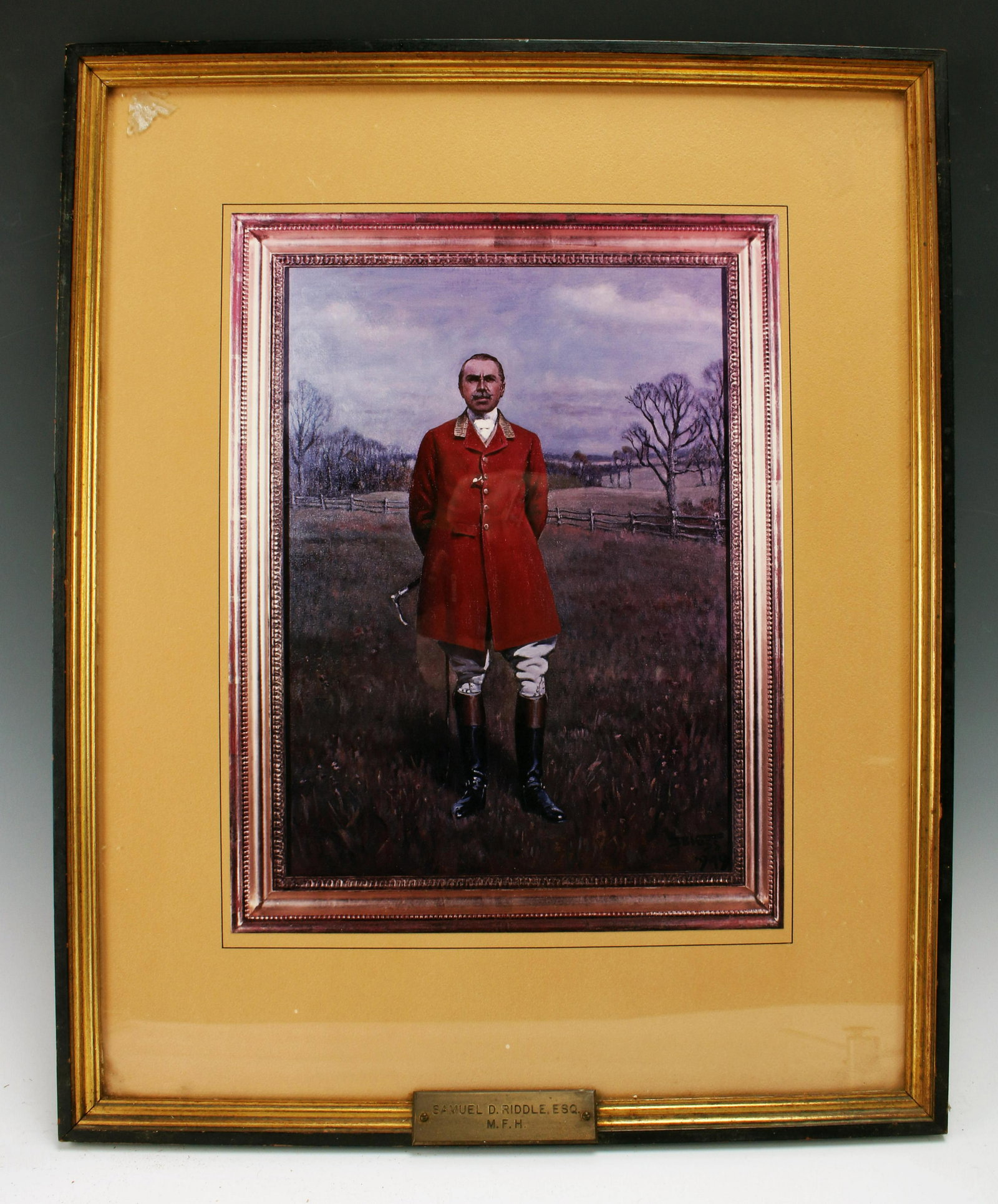 PRINT OF JB VOSS PAINTING OF SAM RIDDLE, OWNER OF WAR ADMIRAL: PRINT OF JB VOSS PAINTING OF SAM RIDDLE, OWNER OF