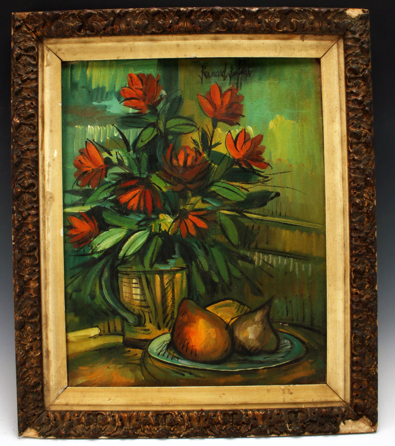 BERNARD BUFFET MCM FLOWER PAINTING: BERNARD BUFFET MCM FLOWER PAINTING </