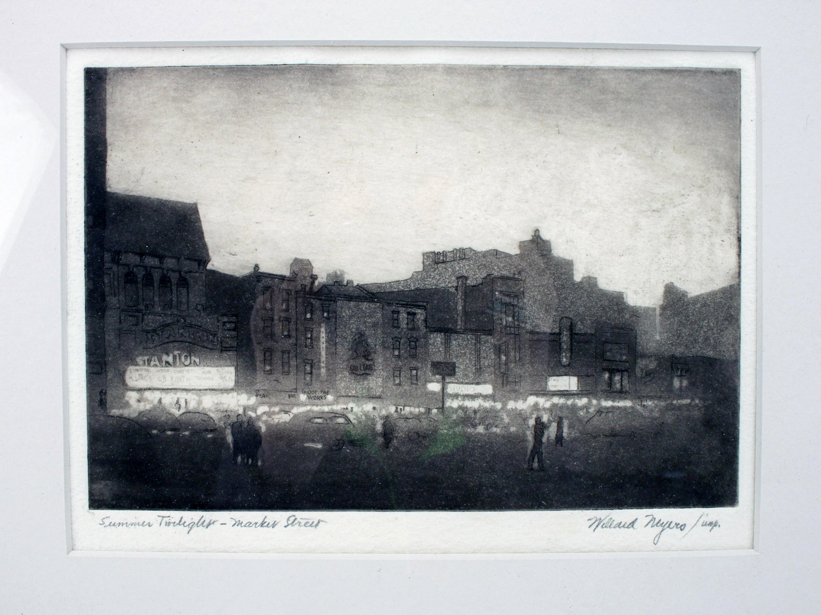 WILLARD MYERS PRINT SUMMER TWILIGHT MARKET STREET: WILLARD MYERS PRINT SUMMER TWILIGHT MARKET STREET