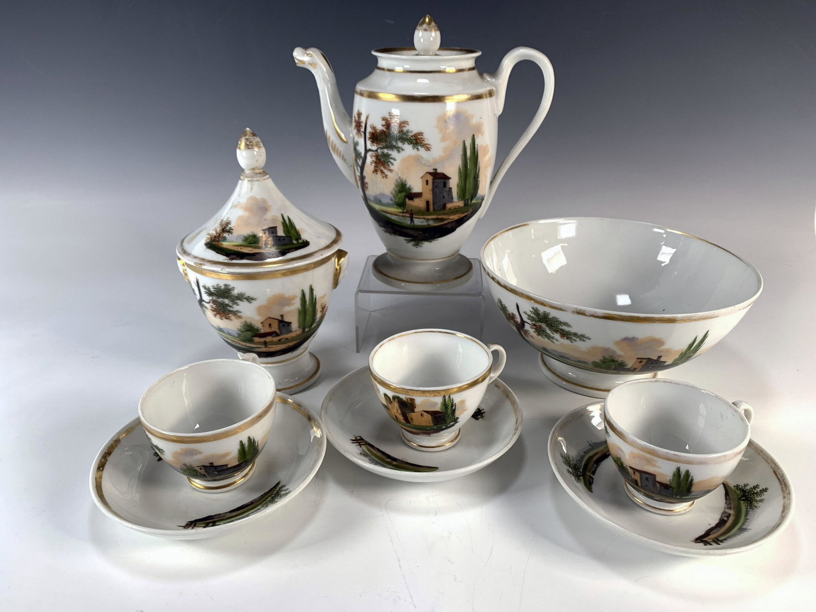 HAND PAINTED ANTIQUE TEA SET: HAND PAINTED ANTIQUE TEA SET