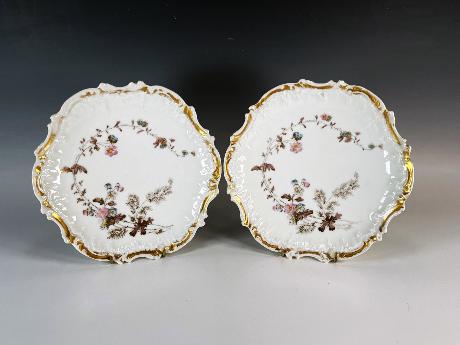 TWO LIMOGES FLORAL PLATES: TWO LIMOGES FLORAL PLATES