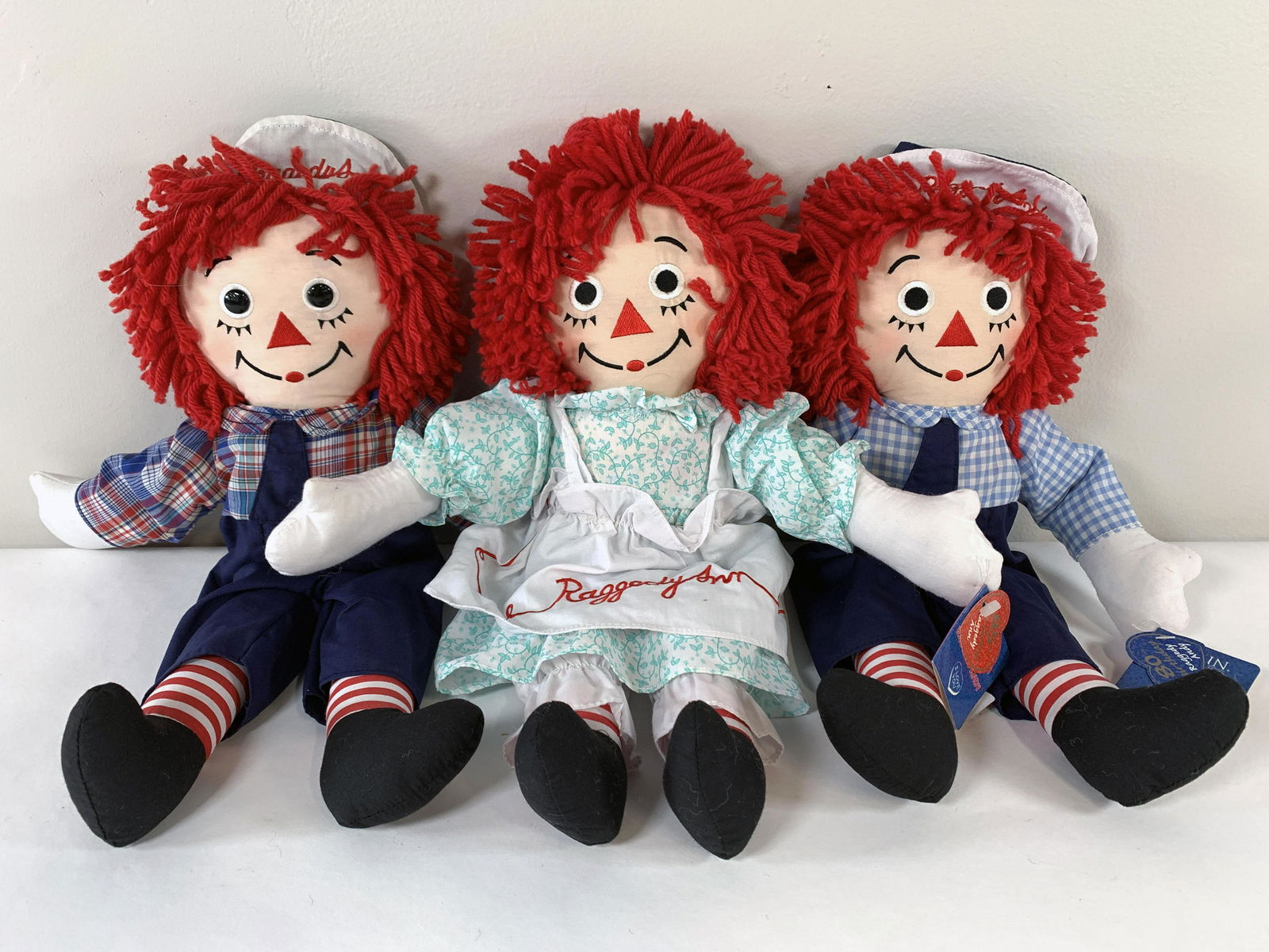 RAGGEDY ANN & ANDY 80TH/85TH BIRTHDAY 16" PLUSH DAKIN DOLLS: RAGGEDY ANN & ANDY 80TH/85TH BIRTHDAY 16" PLUSH DA