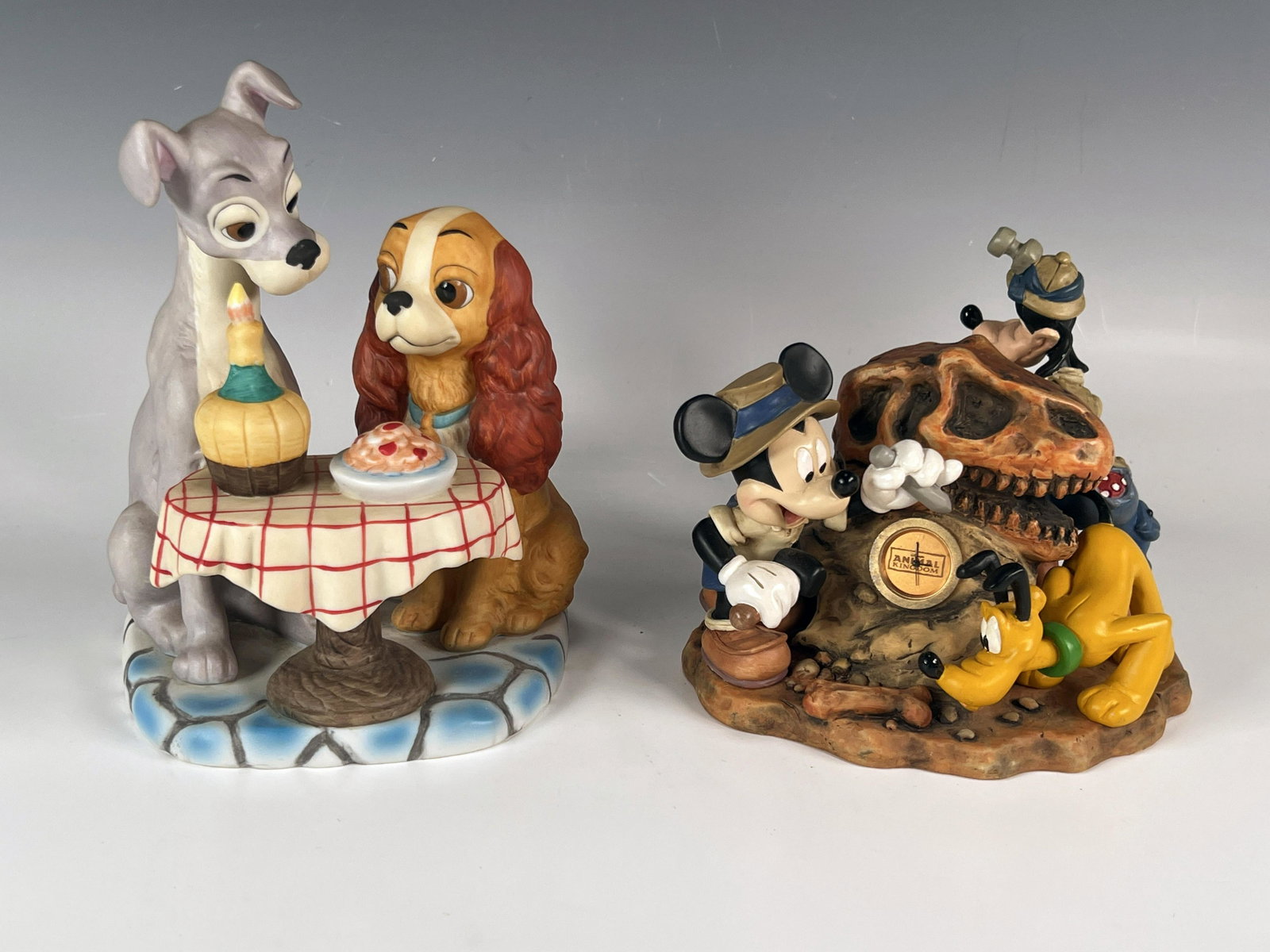 TWO DISNEY FIGURINES MICKEY MOUSE LADY & THE TRAMP: TWO DISNEY FIGURINES MICKEY MOUSE LADY & THE TRAMP