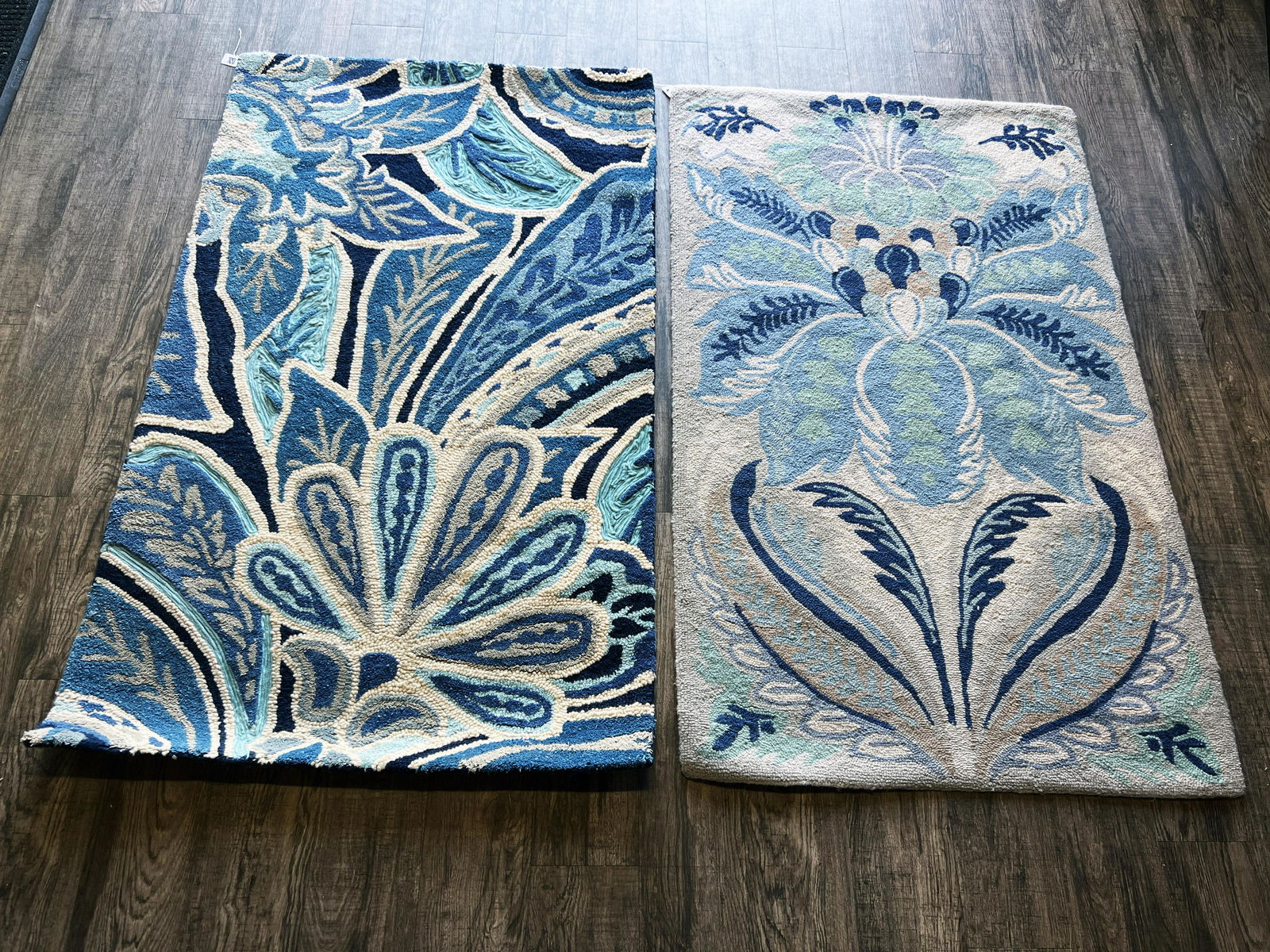 2 COMPANY C HAND HOOKED WOOL PILE BLUE AREA RUGS (1 of 6)