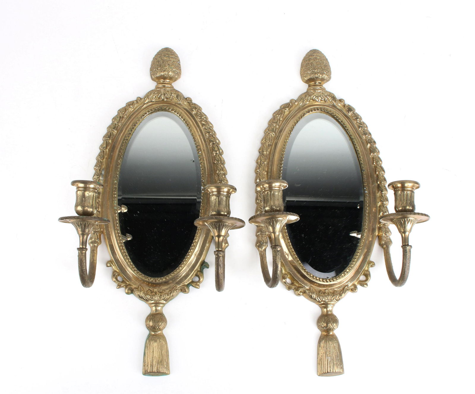 PAIR HOLLYWOOD REGENCY MIRROR CANDLE SCONCES (1 of 4)