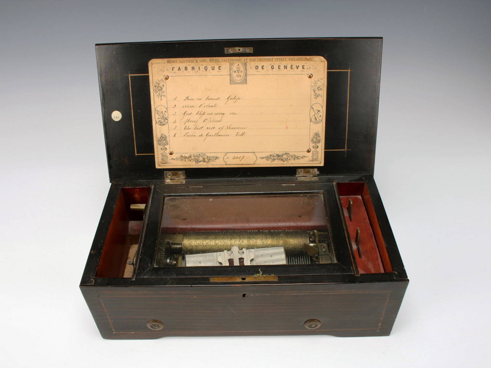 Antique 6 Tune Swiss Cylinder Music Box Auction