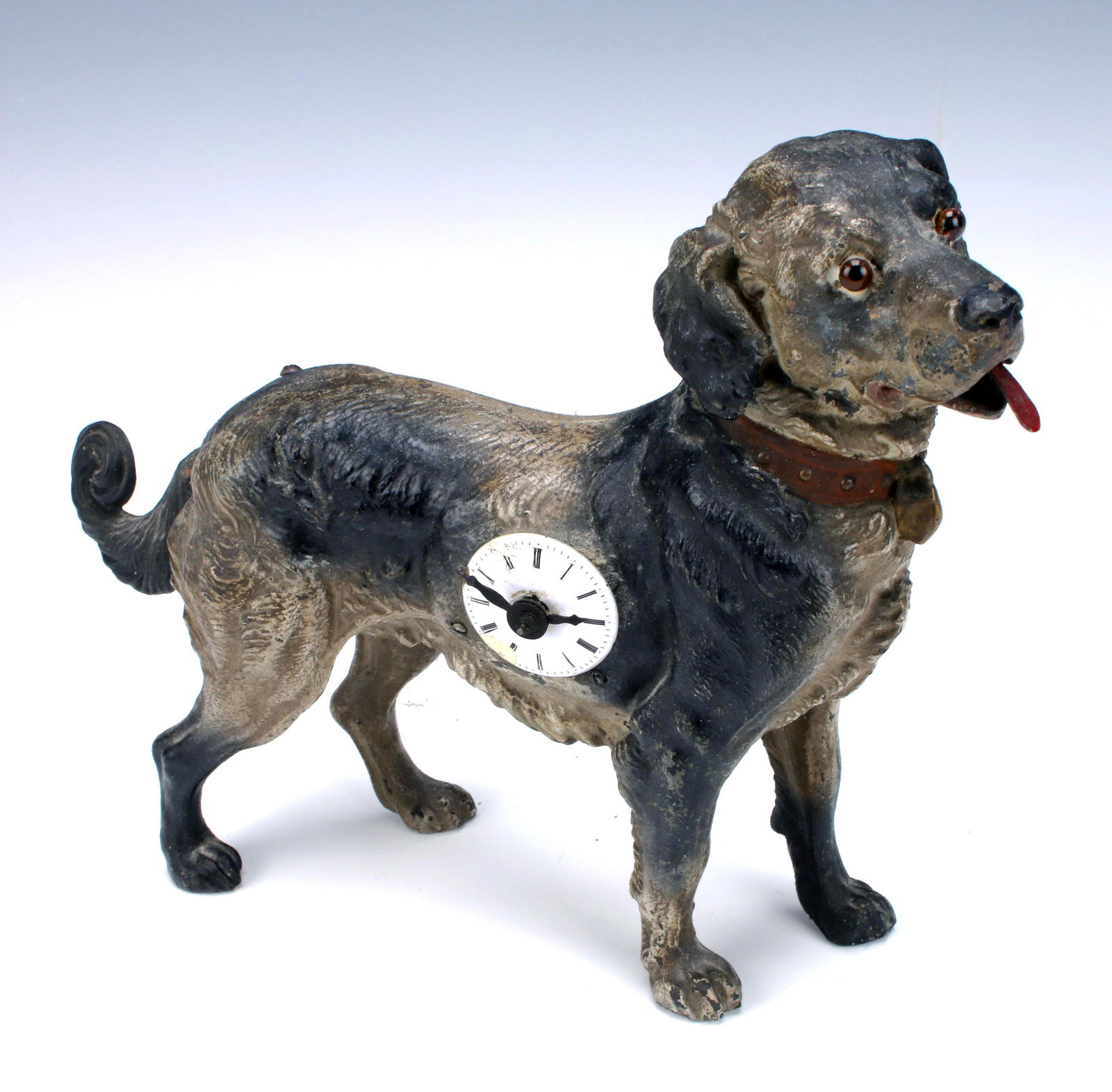 COLD PAINTED MECHANICAL METAL DOG CLOCK (1 of 9)