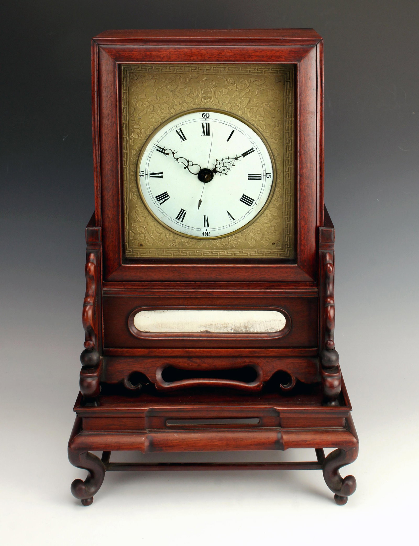 Chinese Bracket Clock On Stand