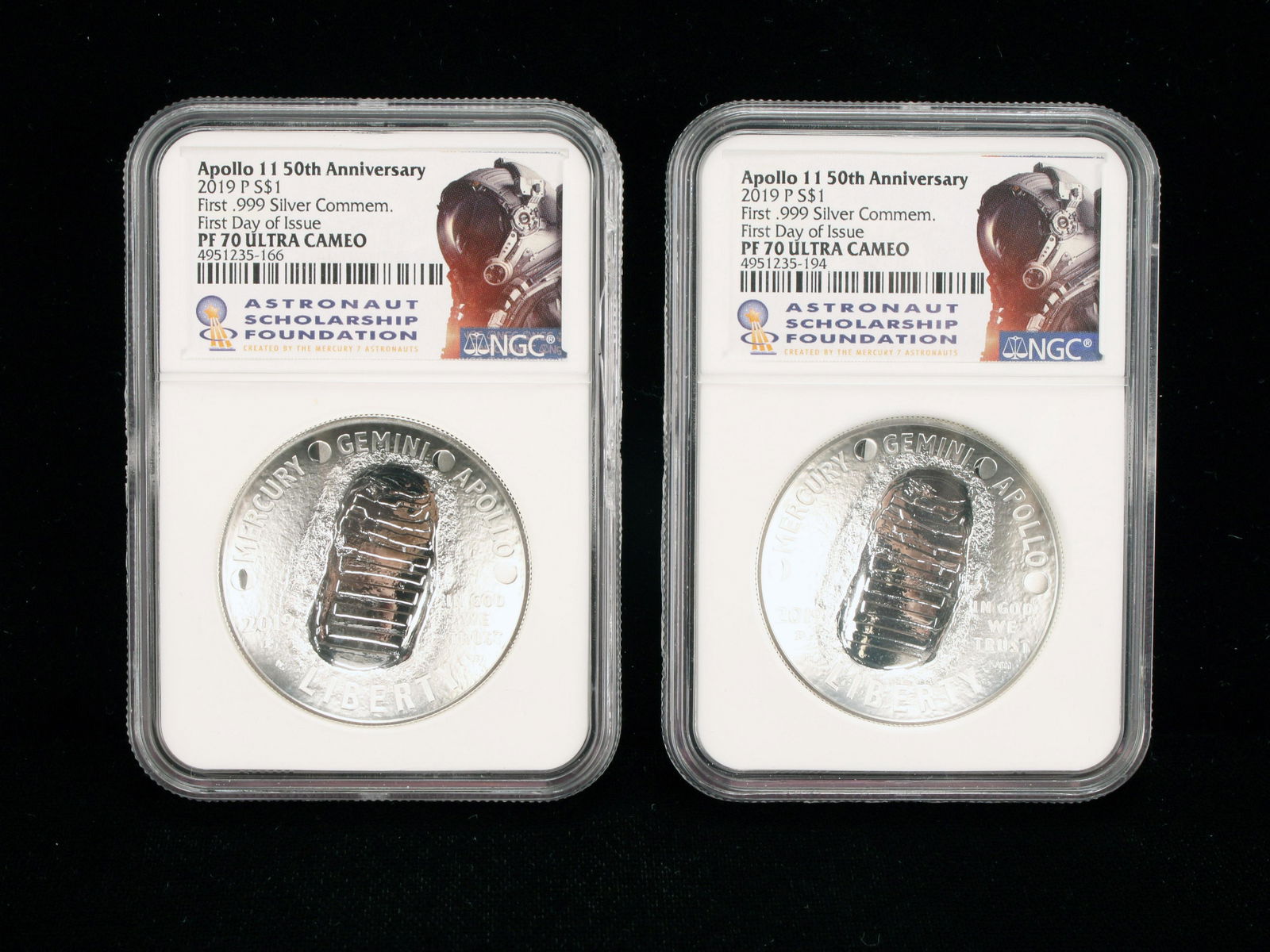 2 2019 .999 APOLLO 11 SILVER DOLLAR NGC PF70 FIRST DAY ISSUE ULTRA CAMEO COINS (1 of 6)