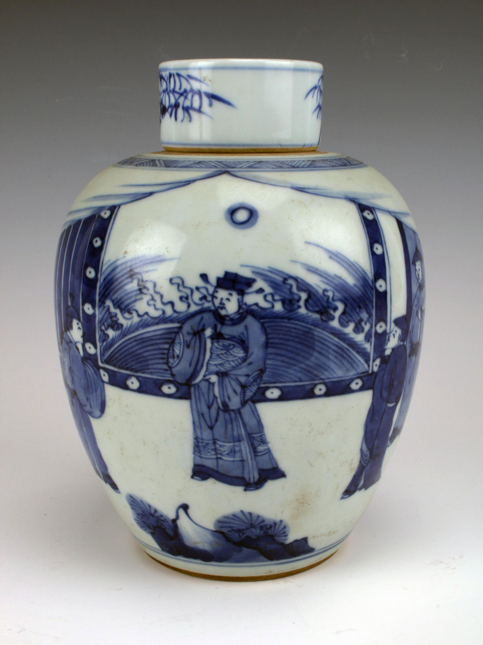 CHINESE BLUE & WHITE GINGER JAR WITH LID (1 of 5)