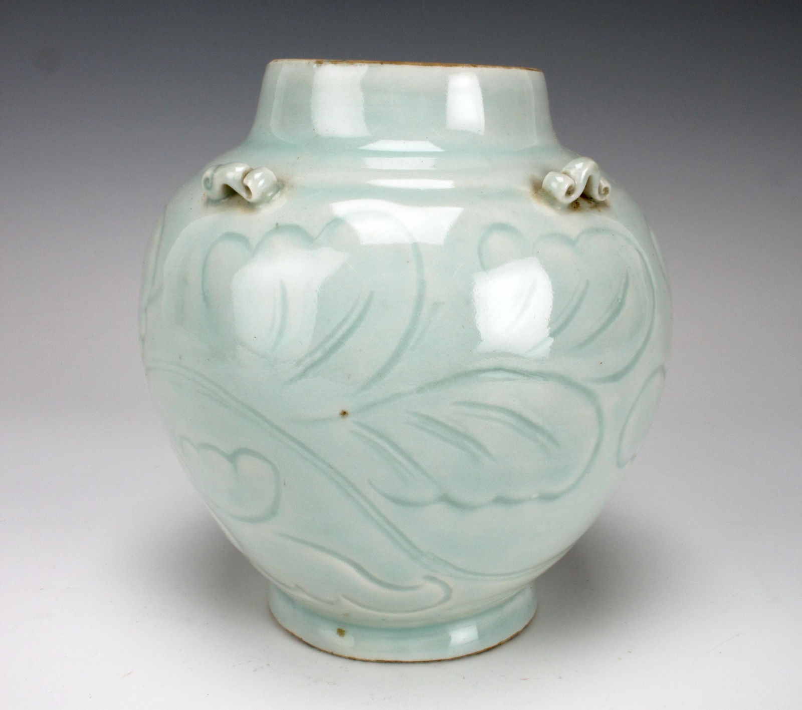 INCISED CELADON LEAF VASE (1 of 3)