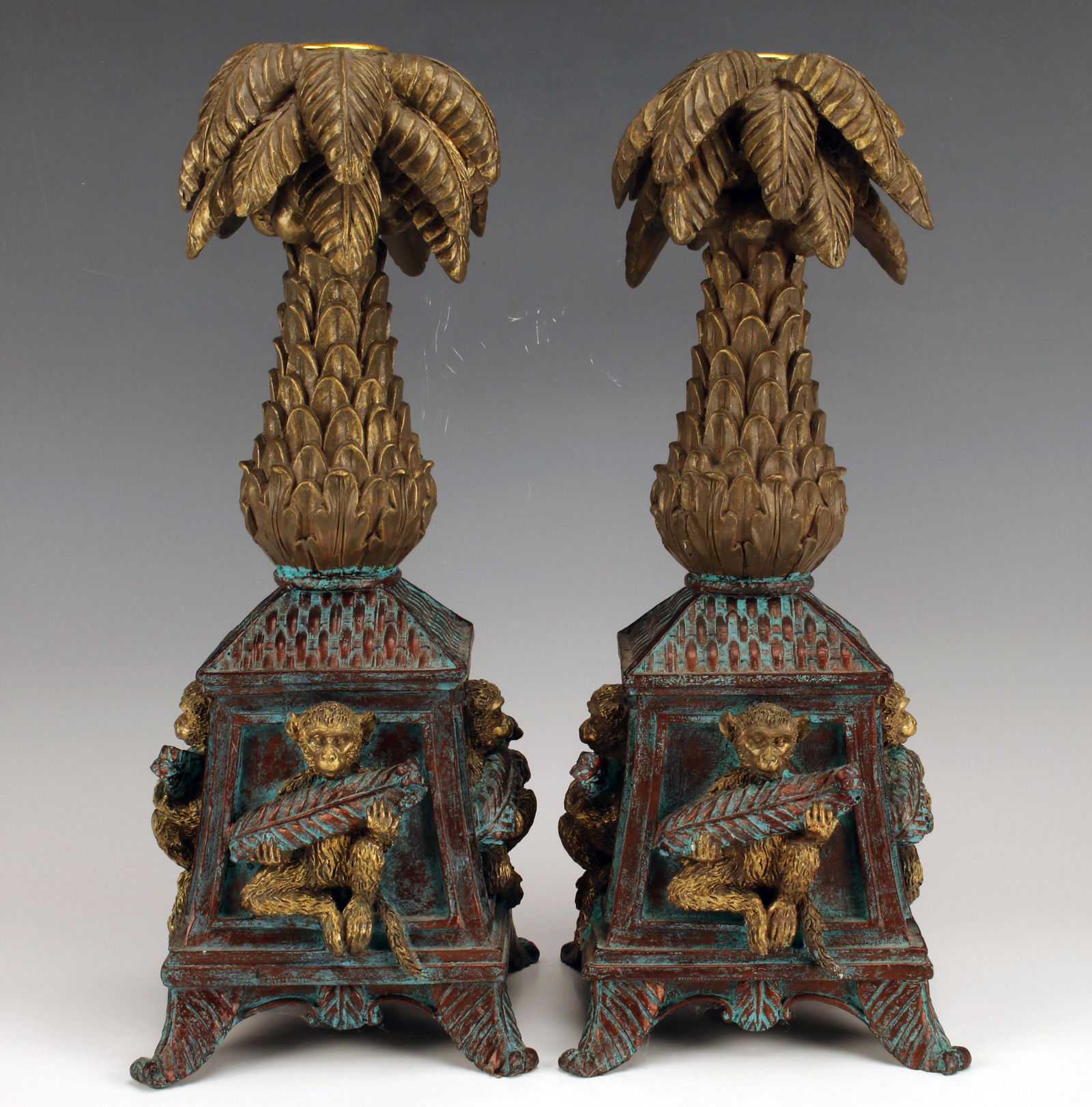 PAIR PALM TREE CANDLESTICKS (1 of 6)