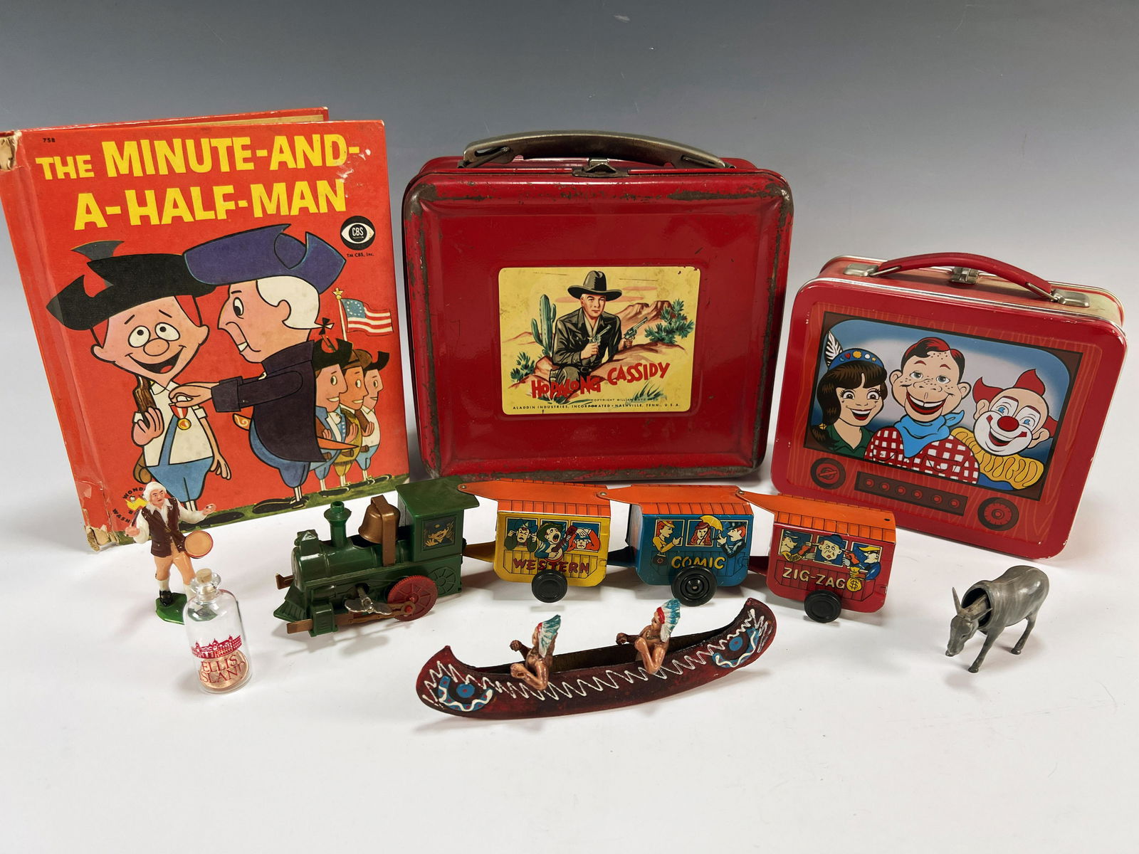 WESTERN LOT HOPALONG CASSIDY METAL LUNCHBOX ALADDIN BREBA NODDER DONKEY (1 of 5)