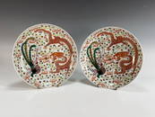 PAIR DRAGON & PHOENIX DISHES