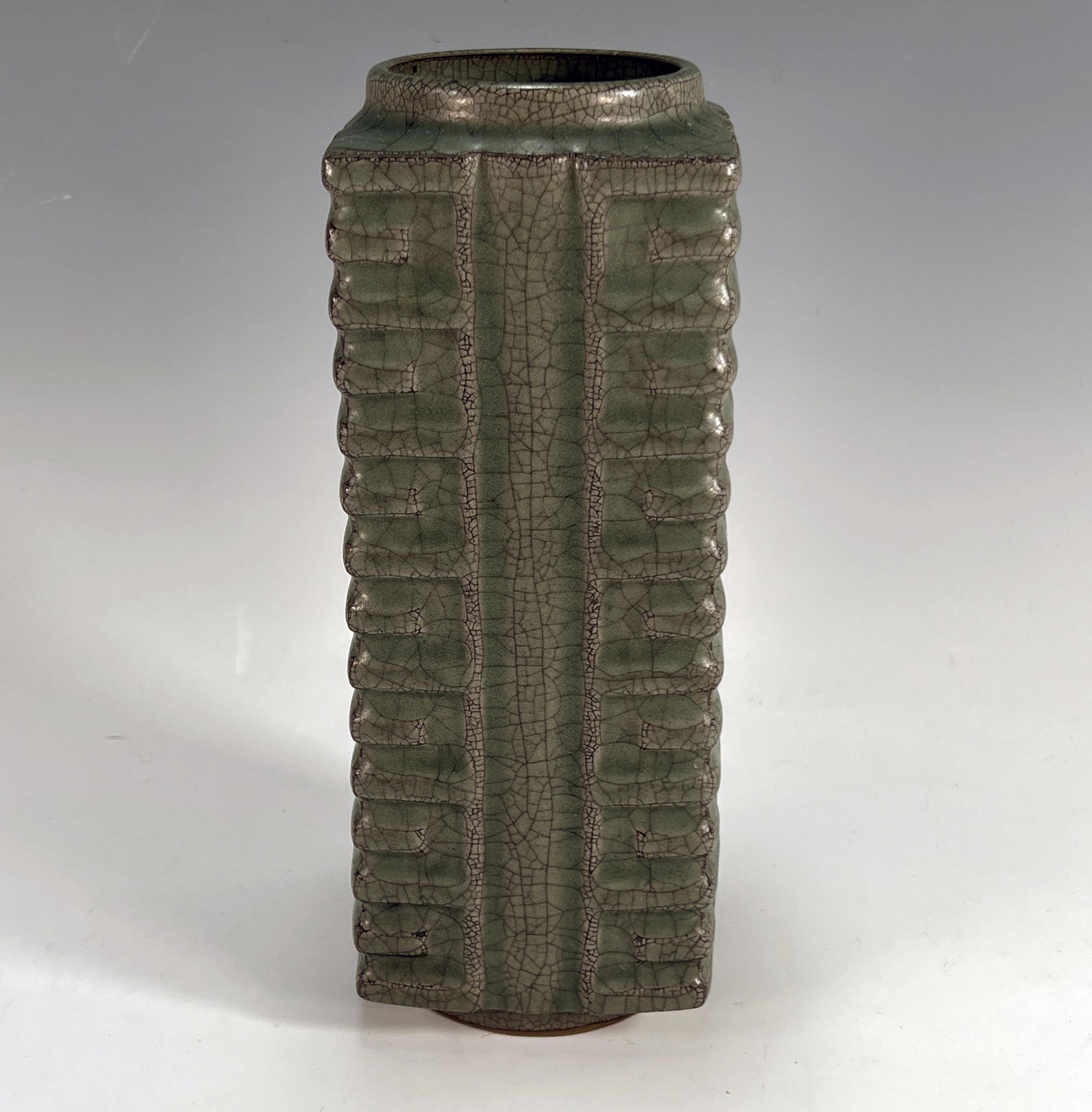 CELADON CRACKLE CONG VASE: CELADON CRACKLE CONG VASE